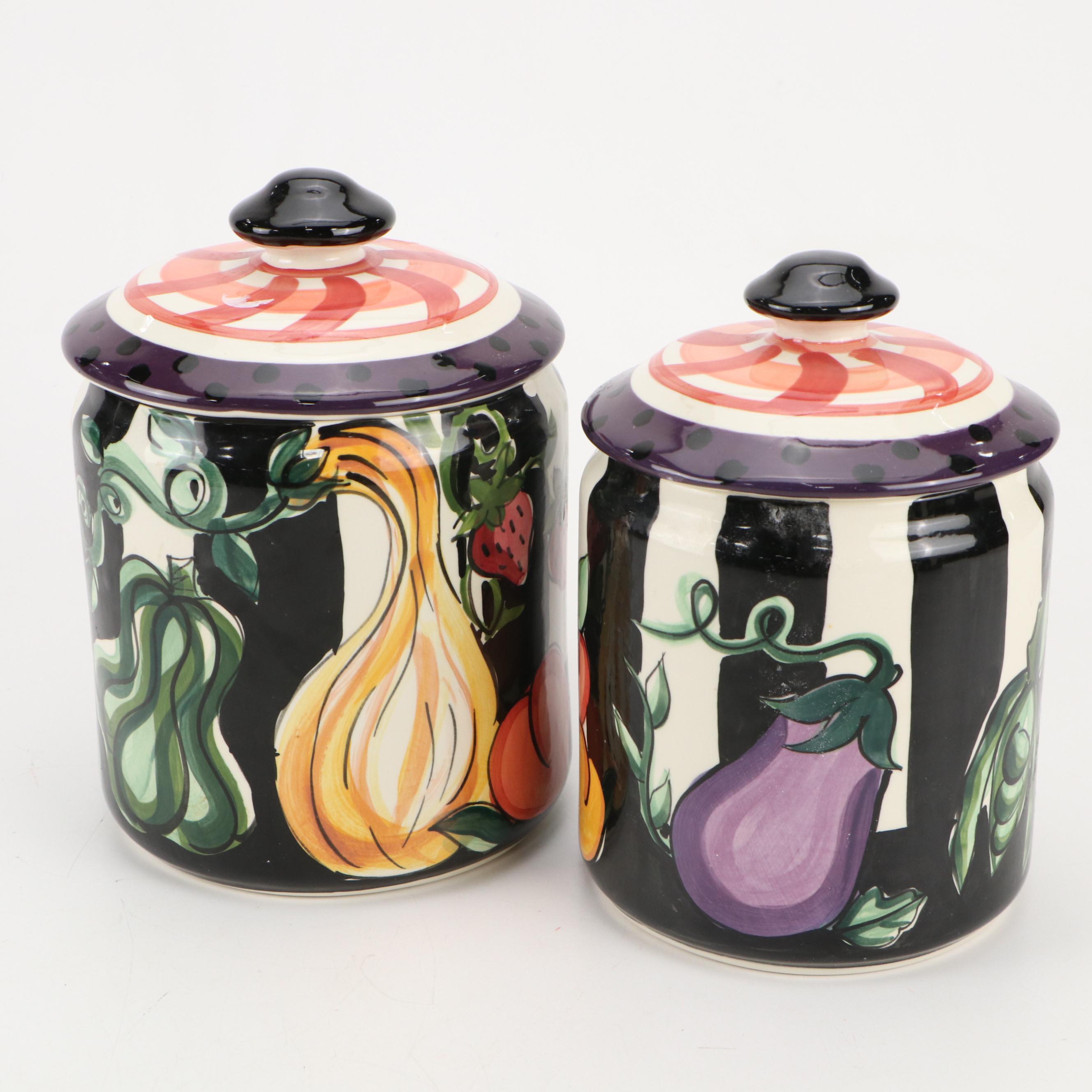 Vicki Carroll Hand-Painted Ceramic Canisters and Table Accessories