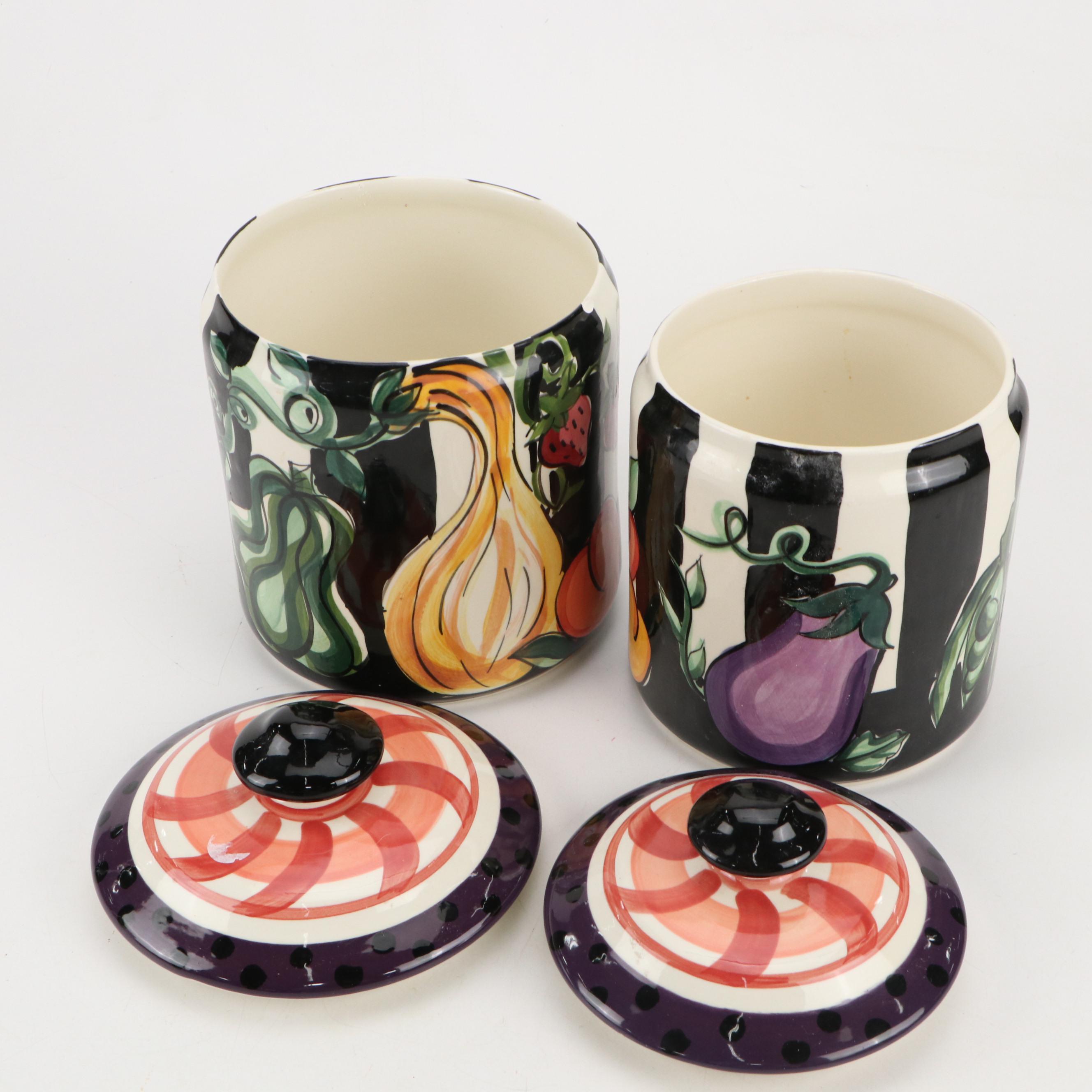 Vicki Carroll Hand-Painted Ceramic Canisters and Table Accessories