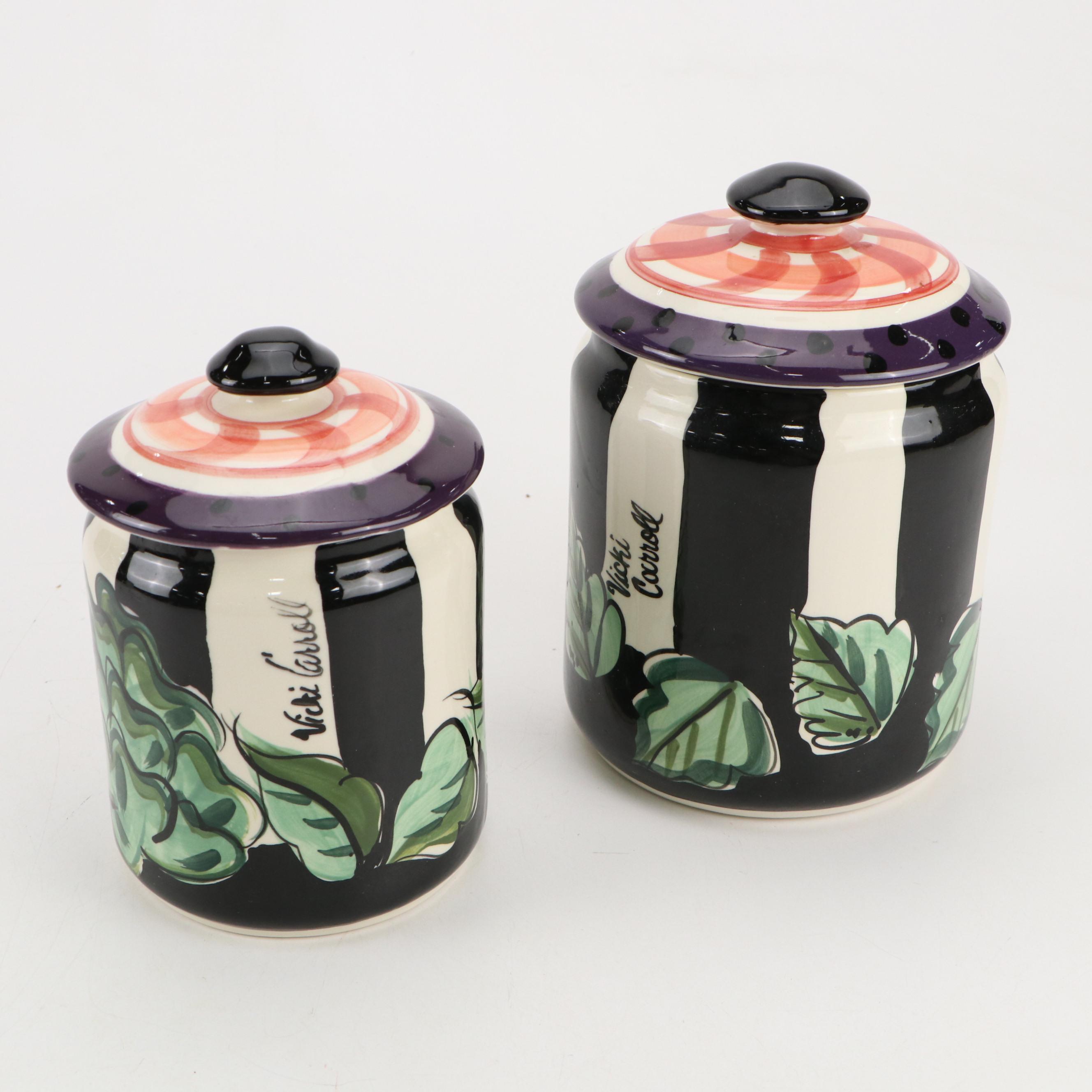 Vicki Carroll Hand-Painted Ceramic Canisters and Table Accessories