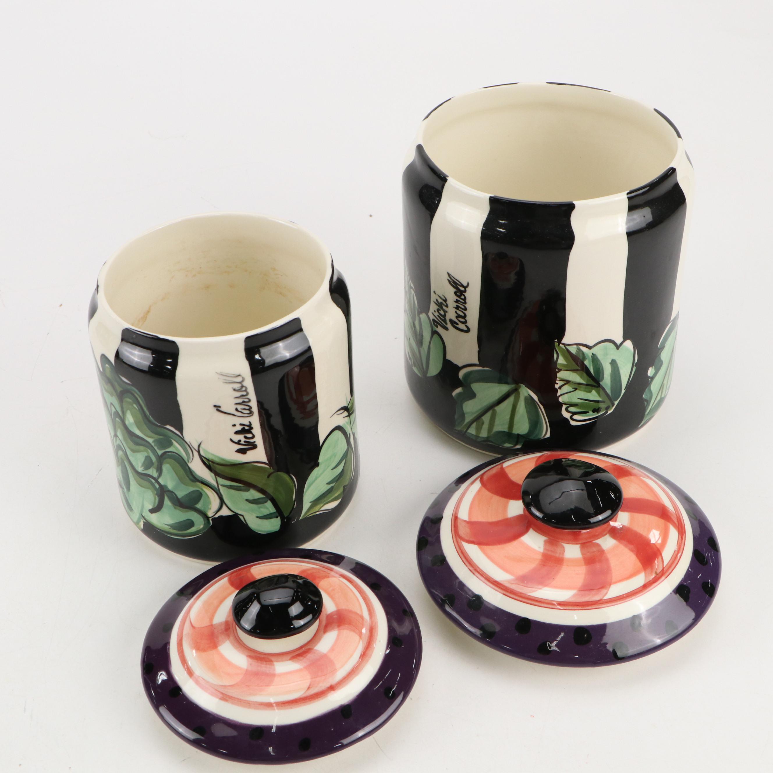 Vicki Carroll Hand-Painted Ceramic Canisters and Table Accessories