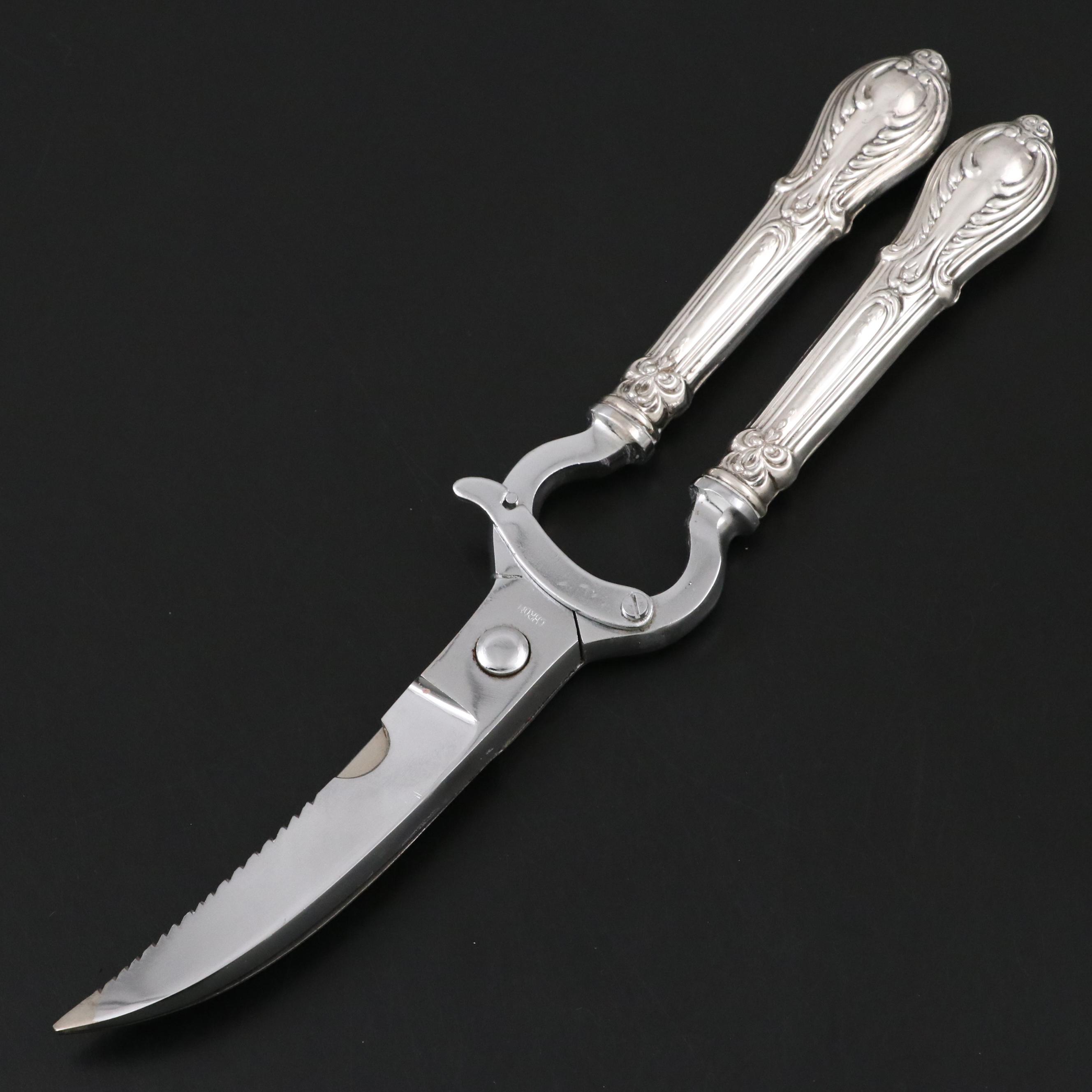 Caldwell Sterling Salt Cellars with Sterling Spoons and Crown Sterling Shears