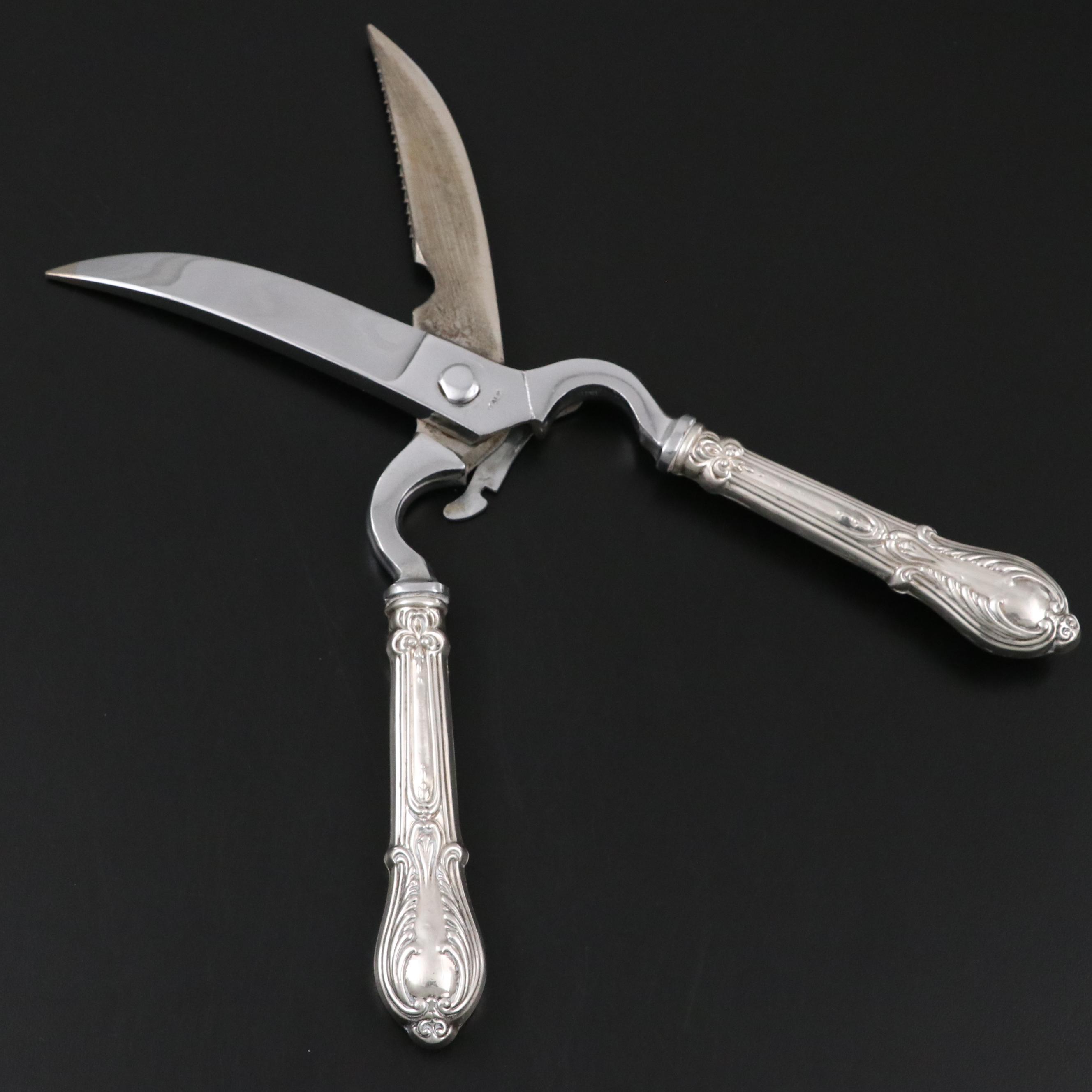 Caldwell Sterling Salt Cellars with Sterling Spoons and Crown Sterling Shears
