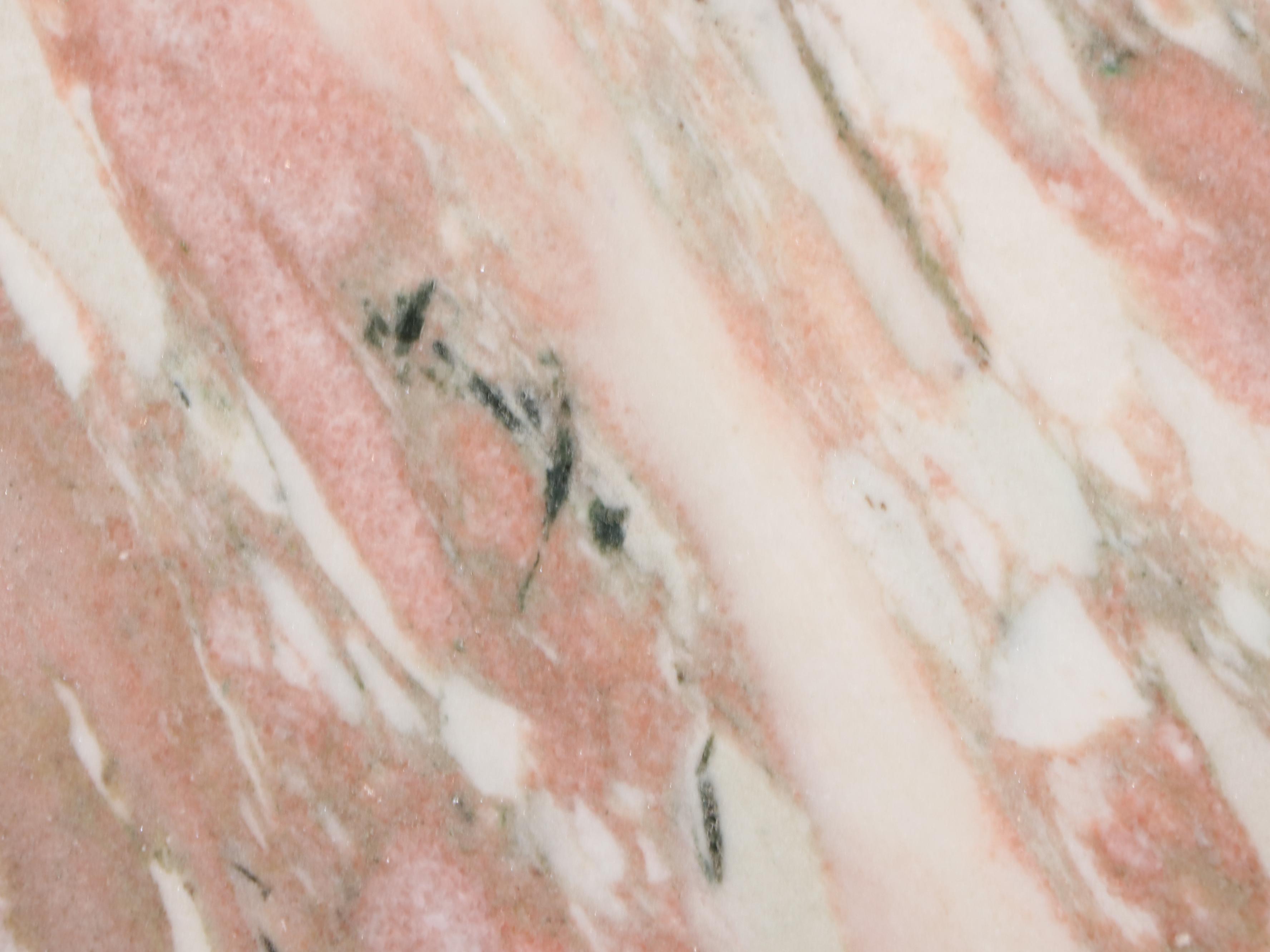 French Provincial Style End Table with Pink Marble