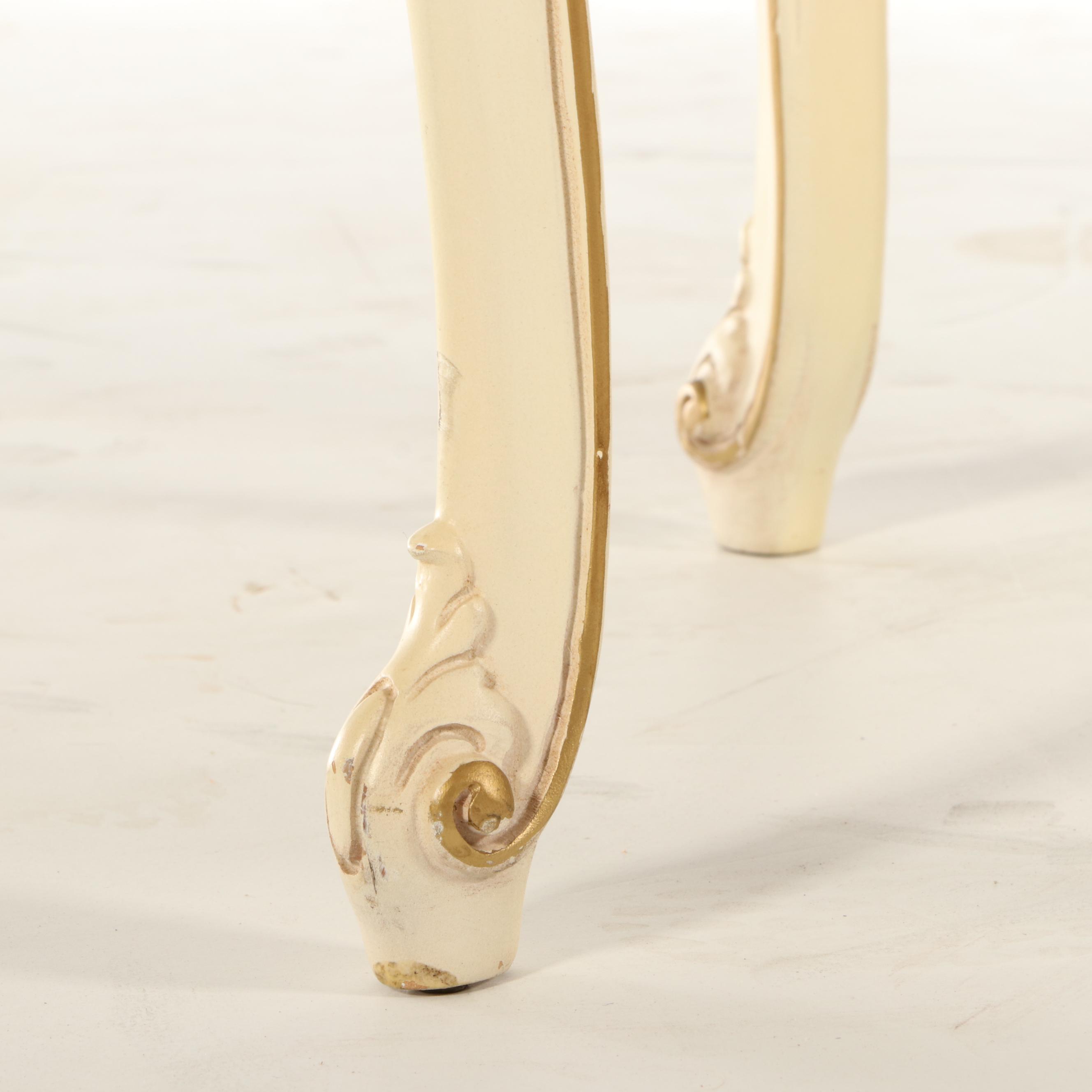 French Provincial Style End Table with Pink Marble