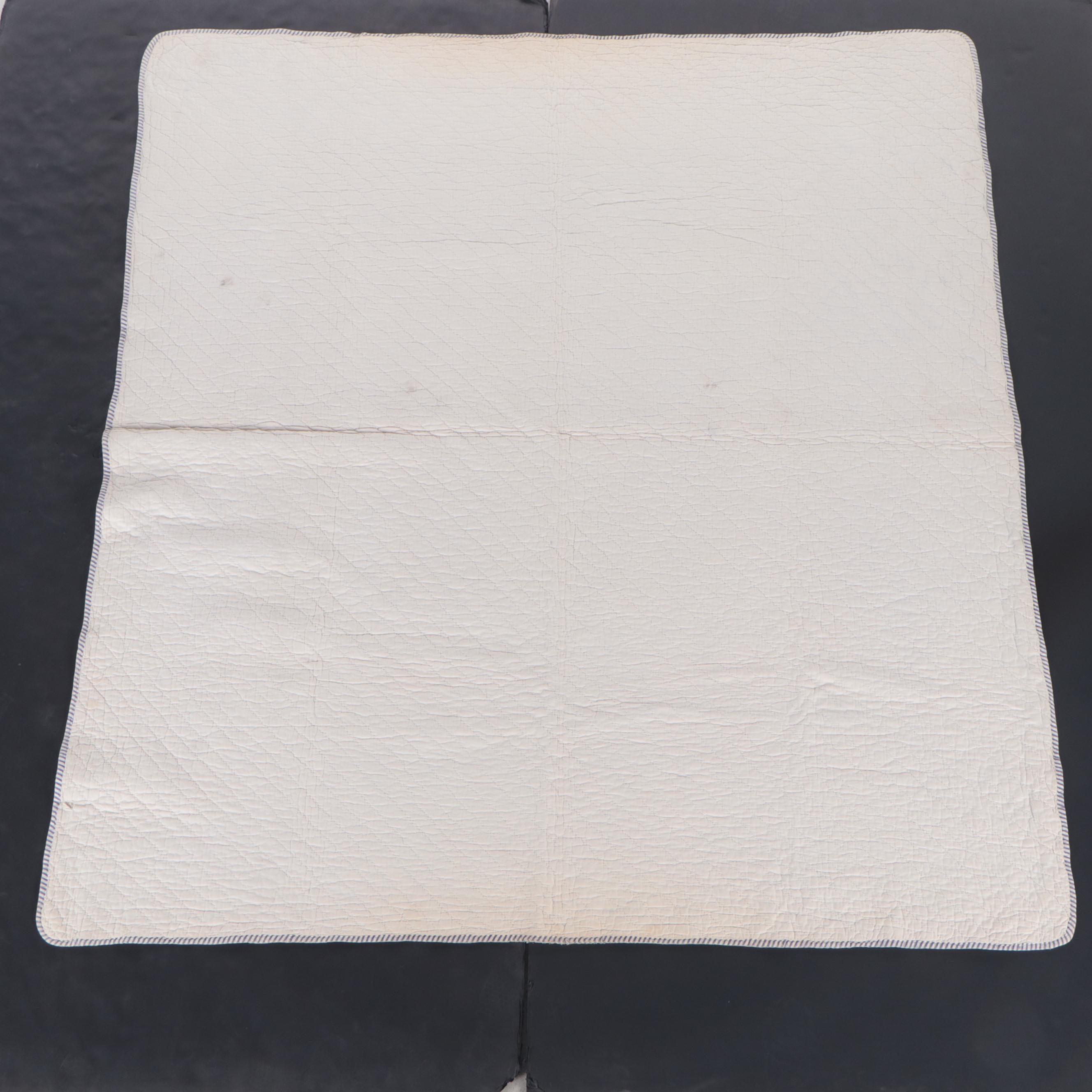 Hand-Pieced Calico Scrappy Diamond Cotton Quilt