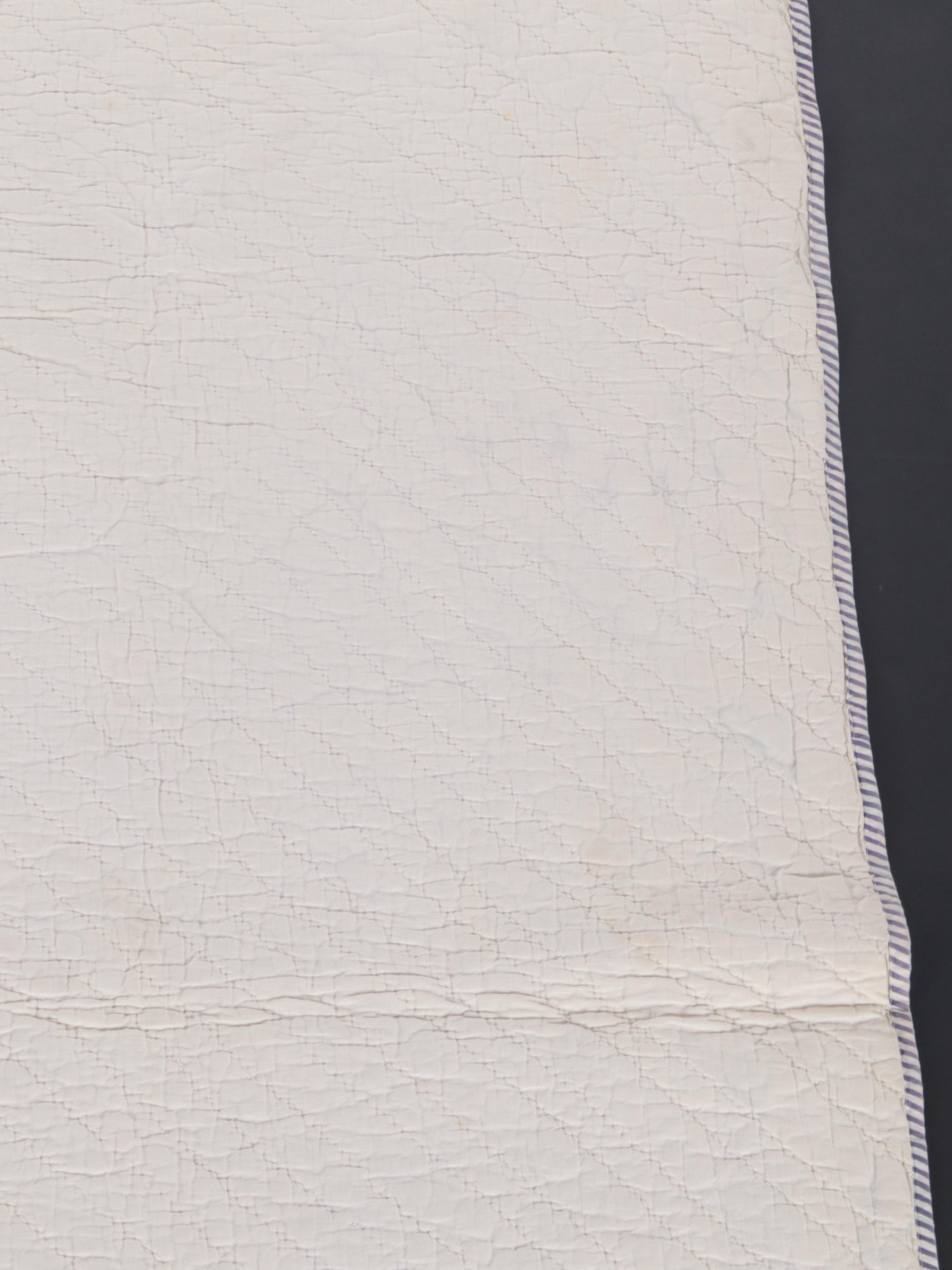 Hand-Pieced Calico Scrappy Diamond Cotton Quilt