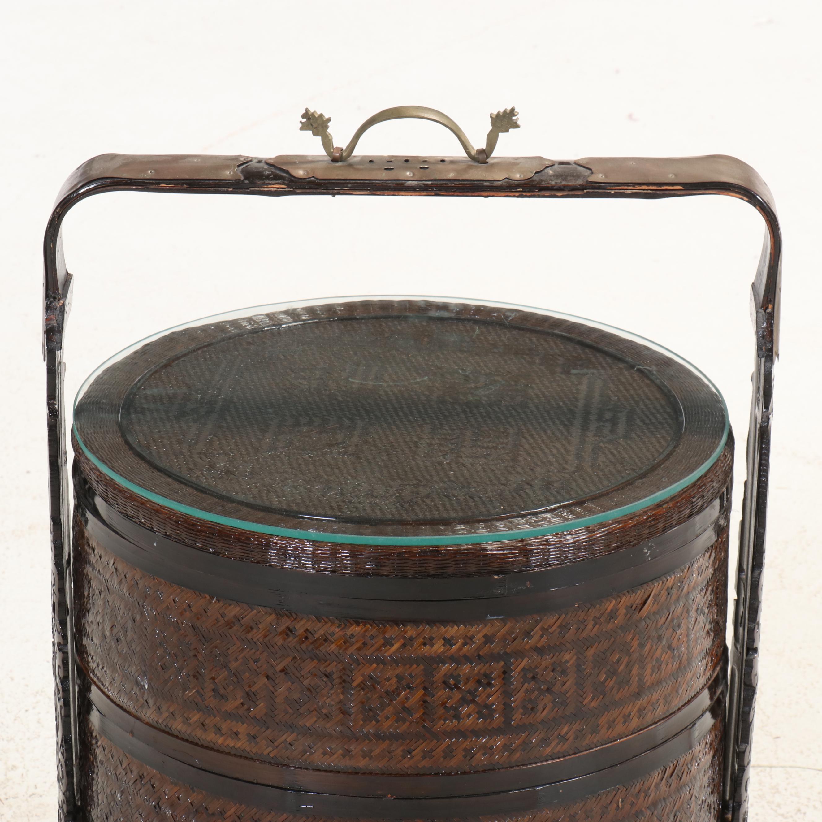 Chinese Wedding Basket with Protective Glass Top