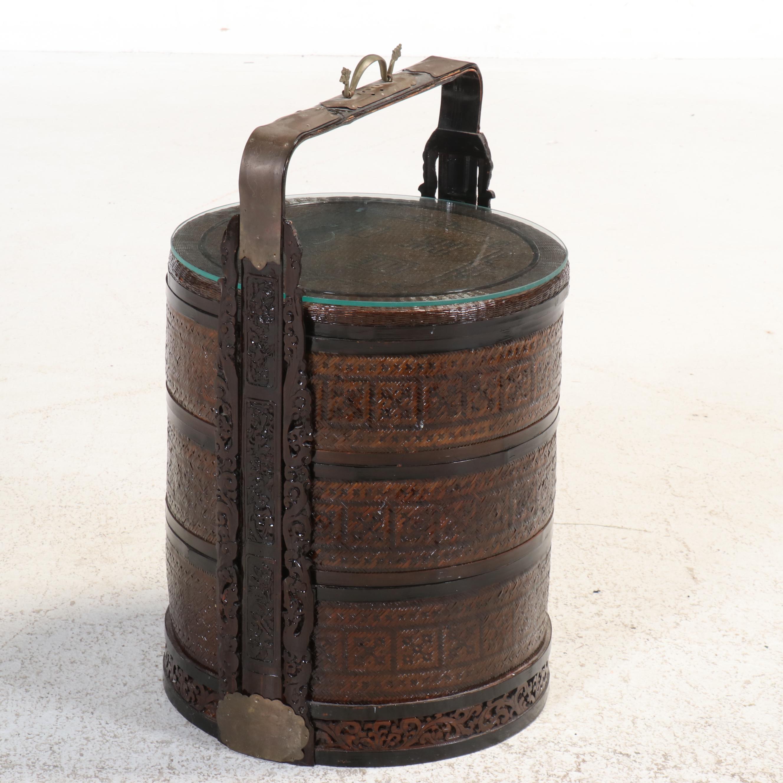 Chinese Wedding Basket with Protective Glass Top