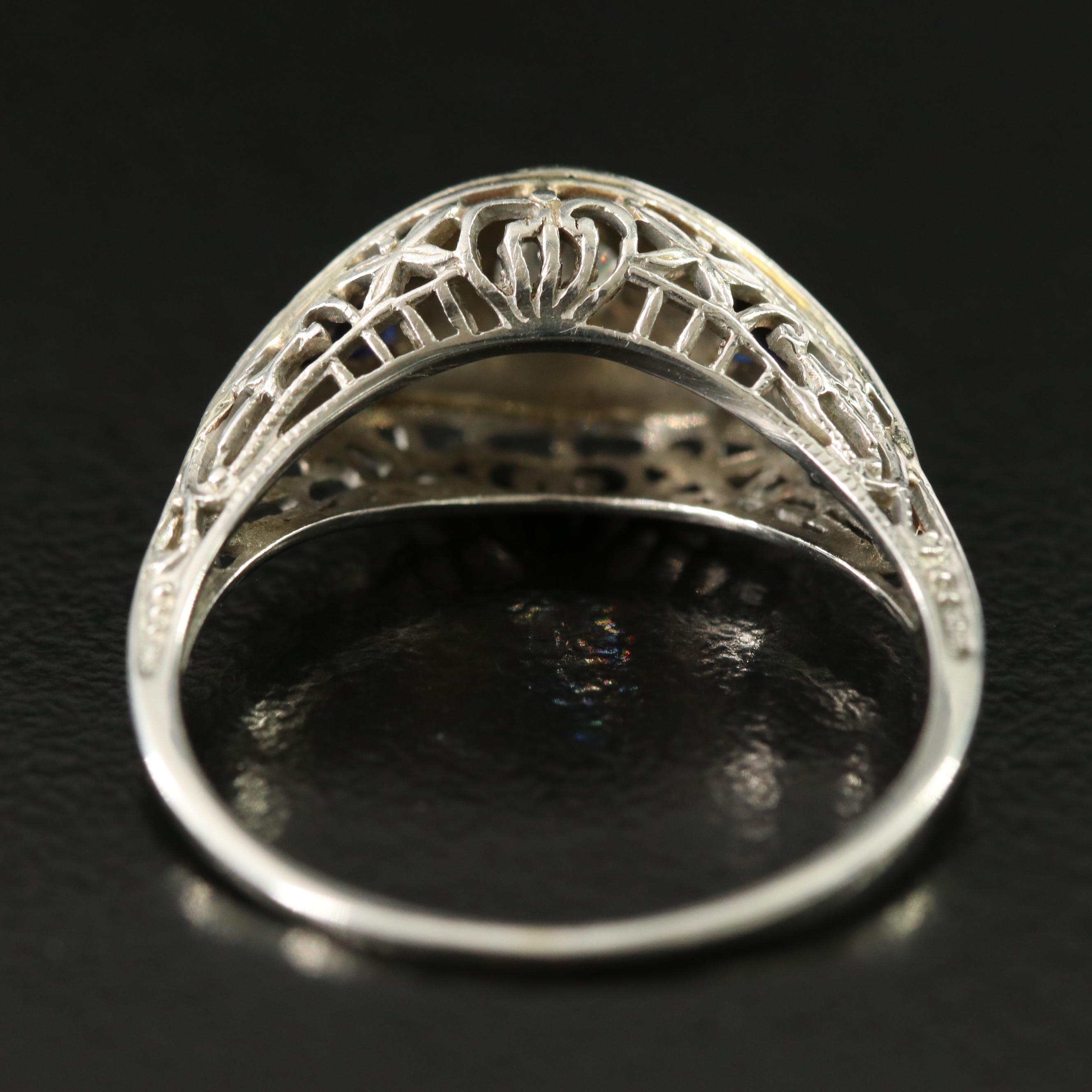 Art Deco 18K Diamond and Sapphire Ring