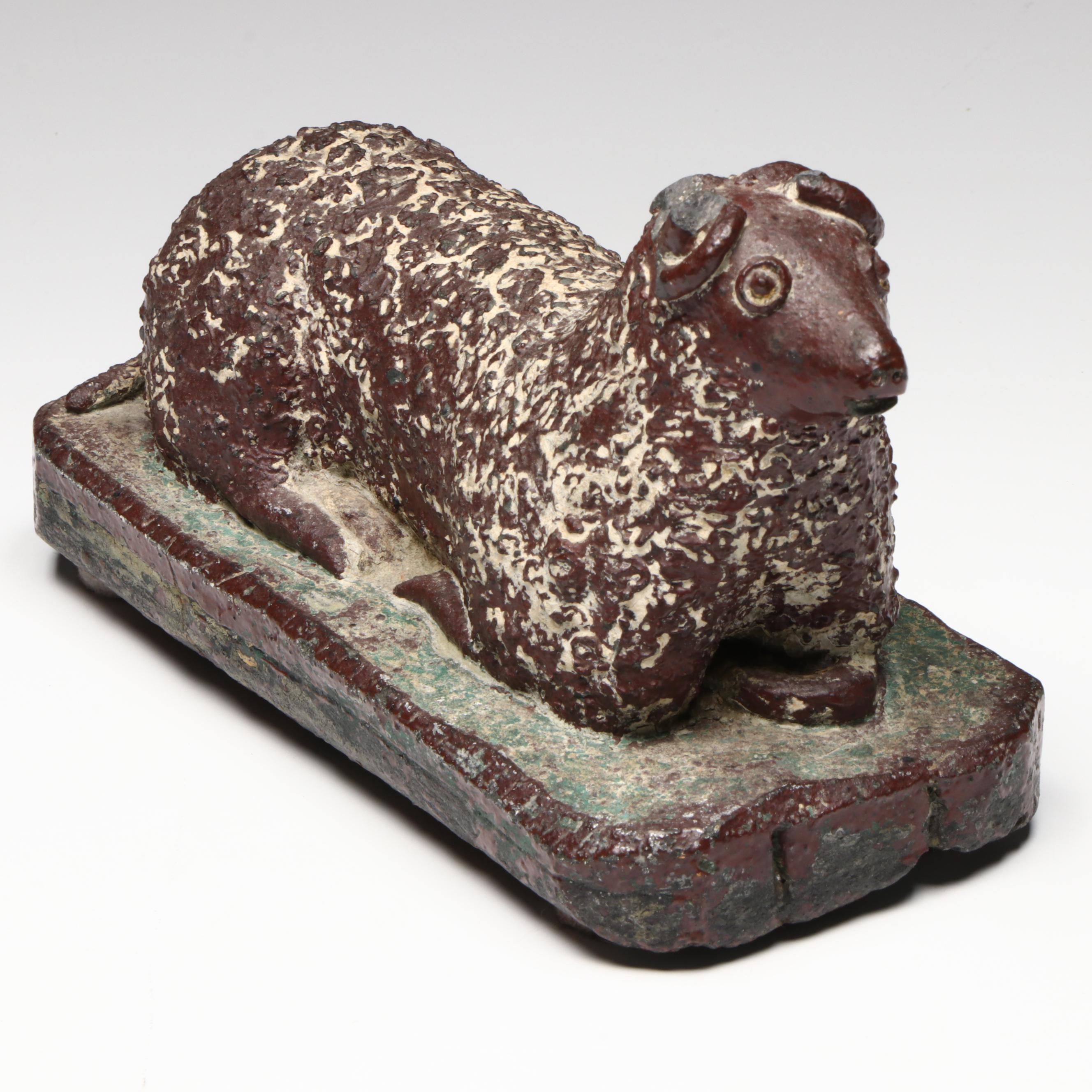 Folk Art Reticulated Stoneware Sewer Tile Sheep