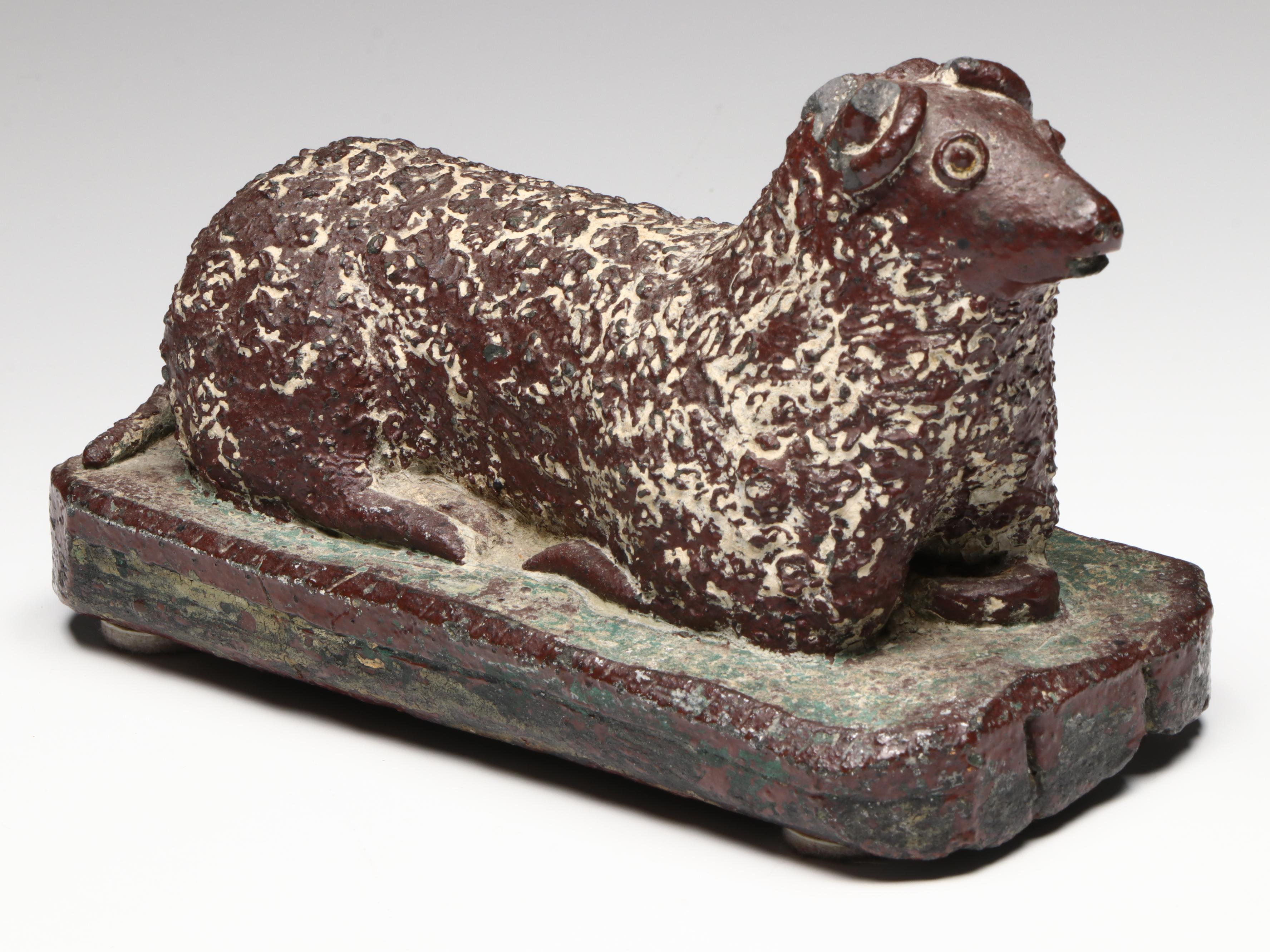 Folk Art Reticulated Stoneware Sewer Tile Sheep