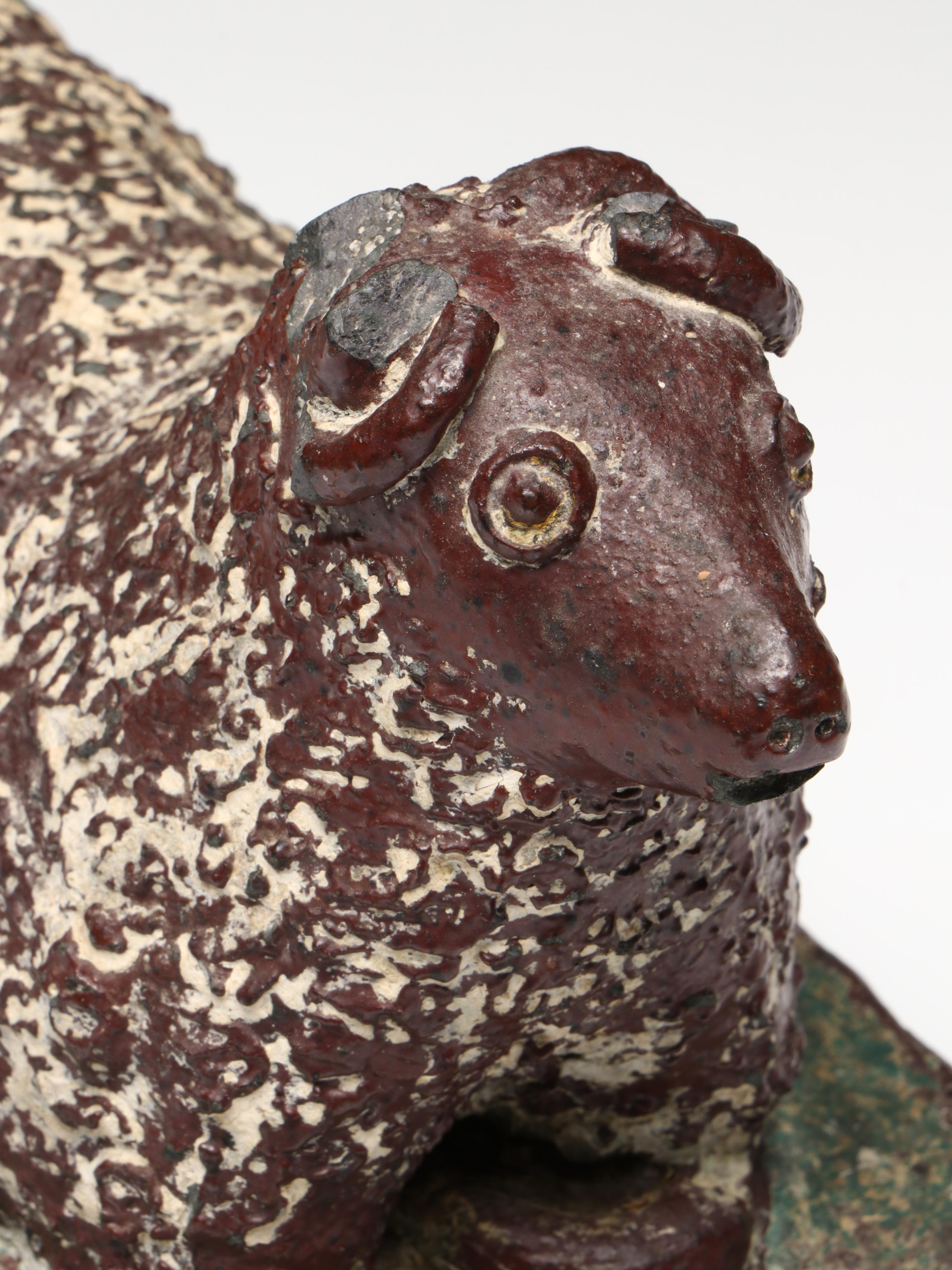 Folk Art Reticulated Stoneware Sewer Tile Sheep