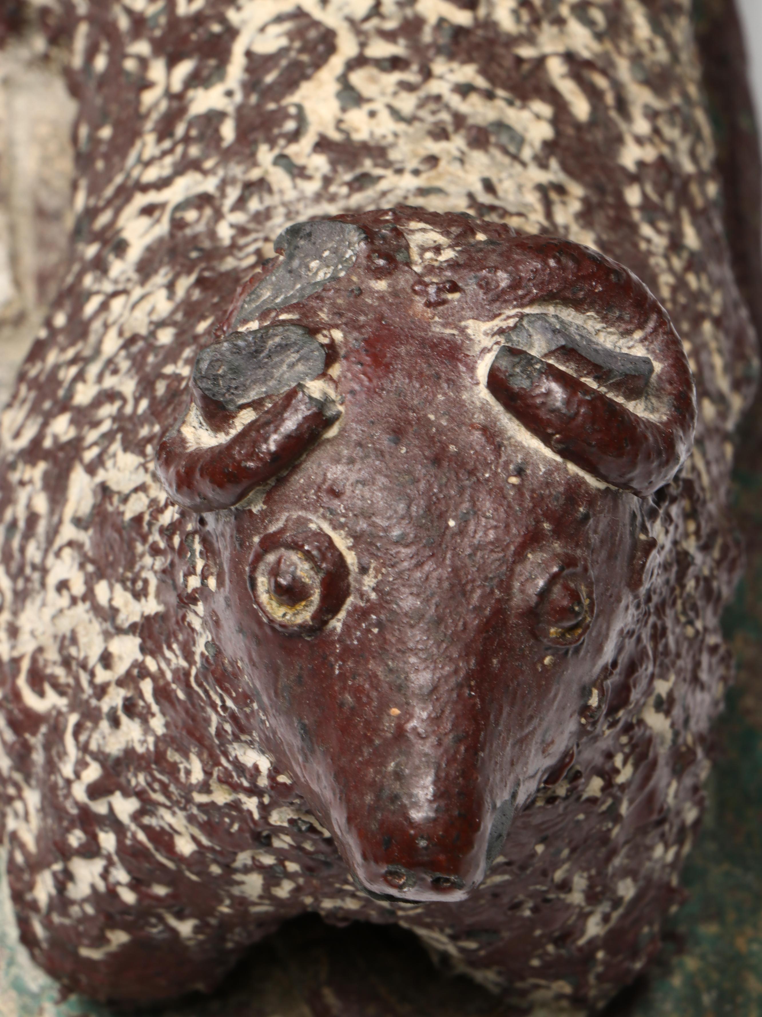 Folk Art Reticulated Stoneware Sewer Tile Sheep