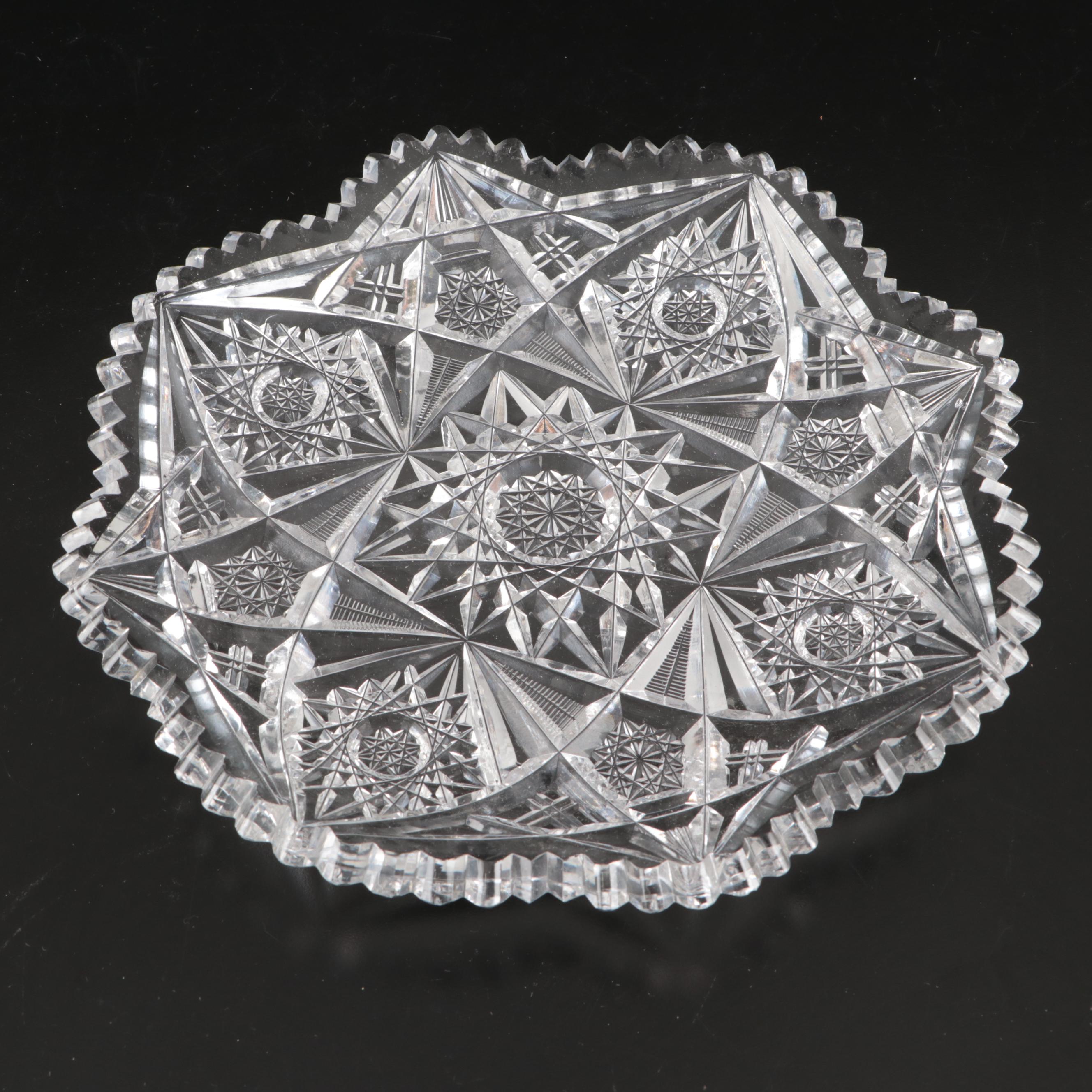 American Brilliant Cut Glass Nappy Bowls and Butter Dish