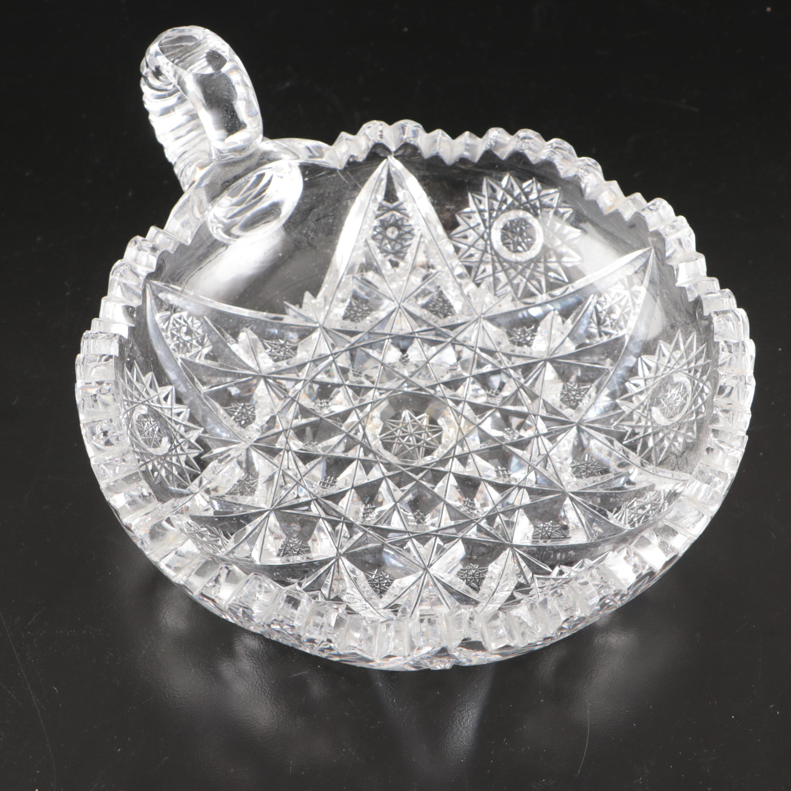 American Brilliant Cut Glass Nappy Bowls and Butter Dish