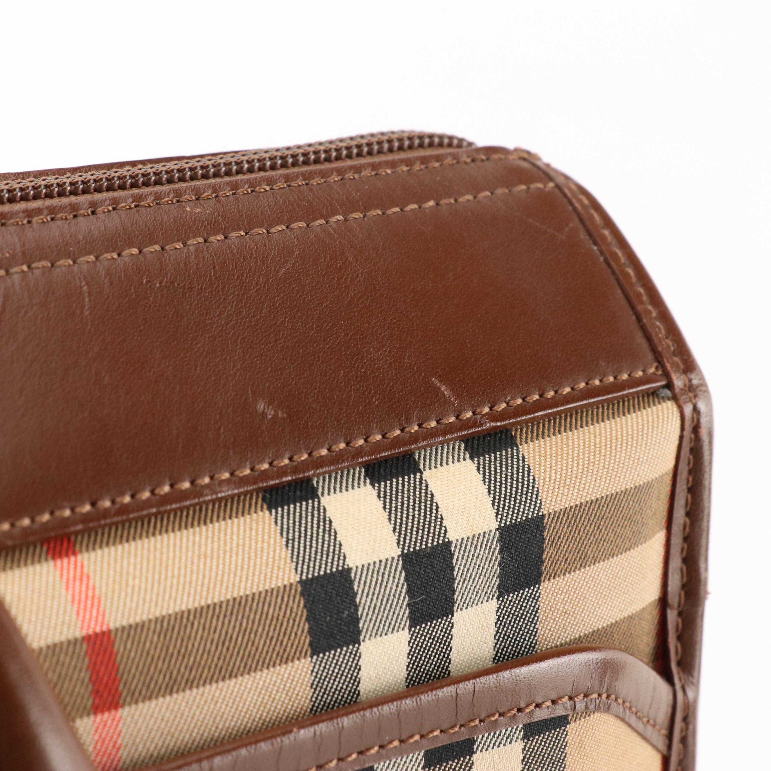 Burberrys Briefcase in Haymarket Check Woven Canvas and Leather
