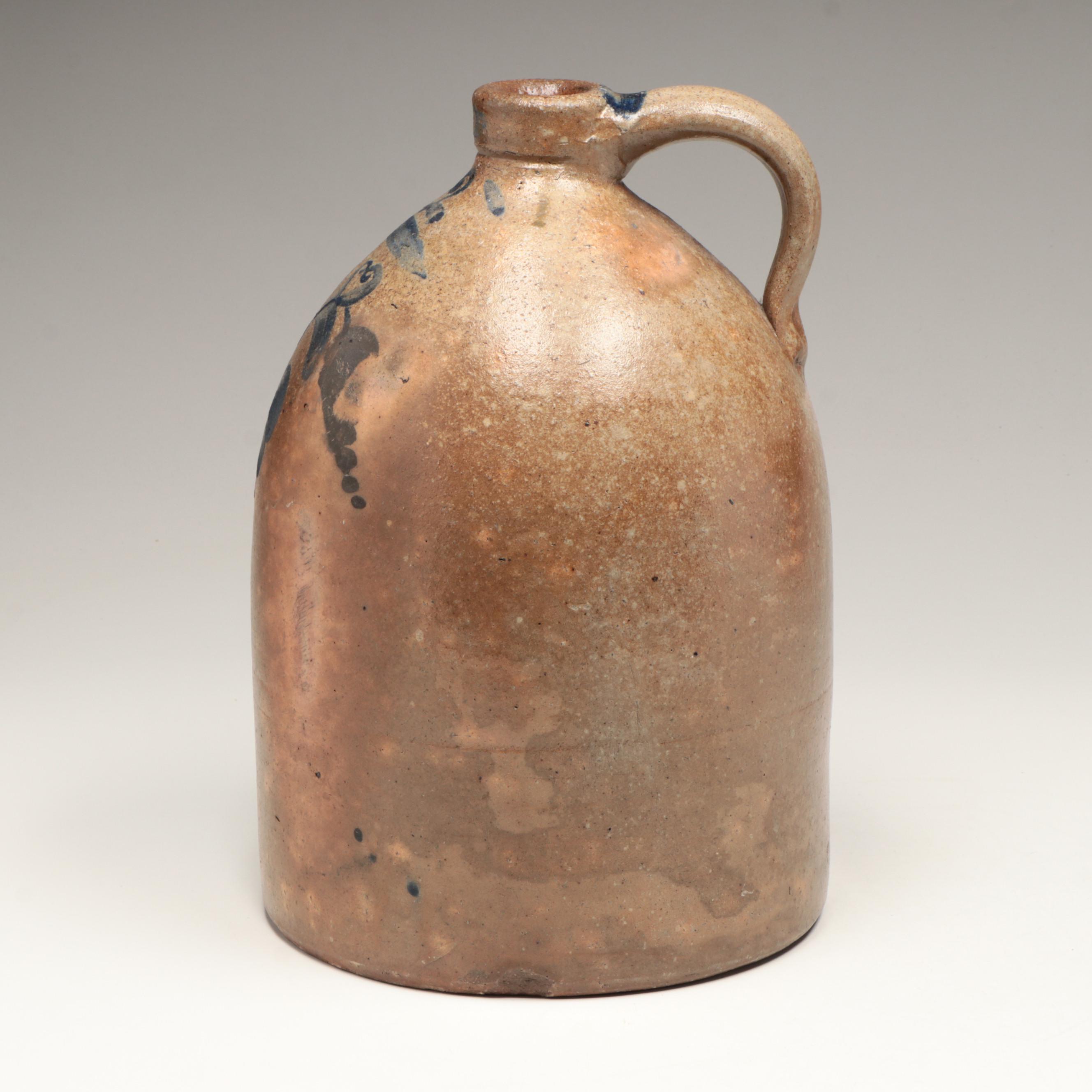 American Stoneware Two-Gallon Salt Glazed Stoneware Jug with Cobalt Design