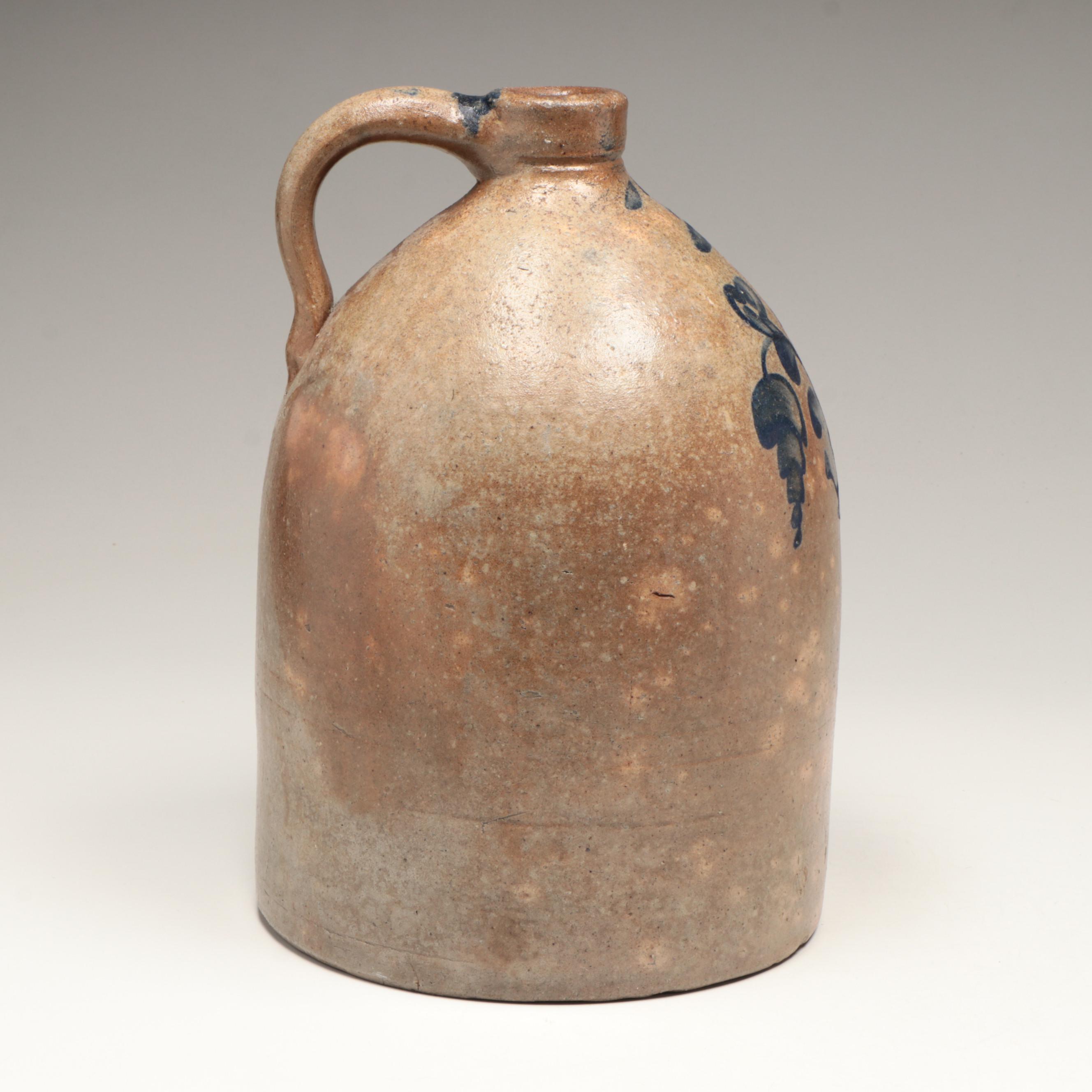American Stoneware Two-Gallon Salt Glazed Stoneware Jug with Cobalt Design