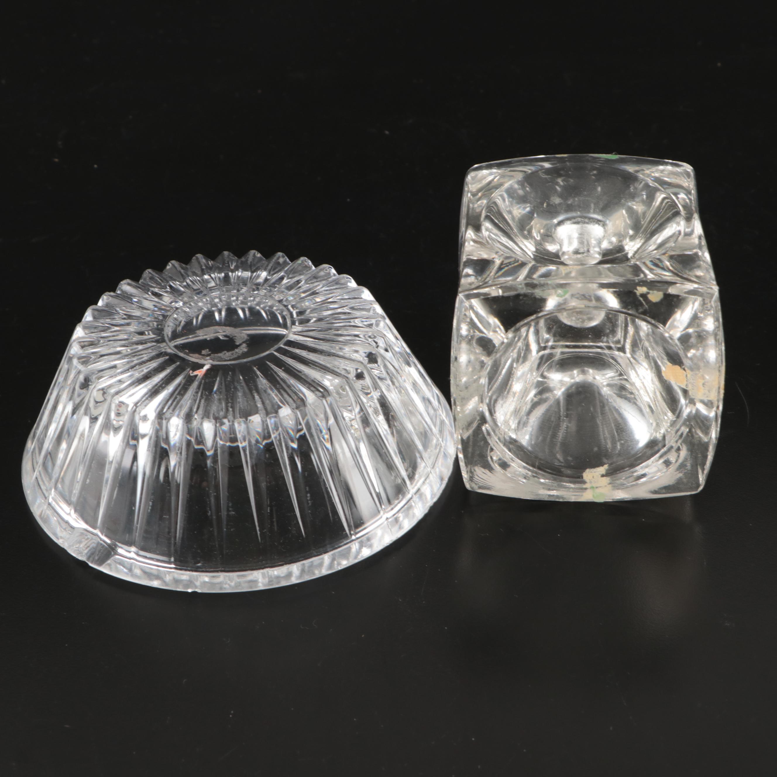 Val St. Lambert Crystal Bowl, Cristais Maua Bud Vase, & Other Glass Table Décor