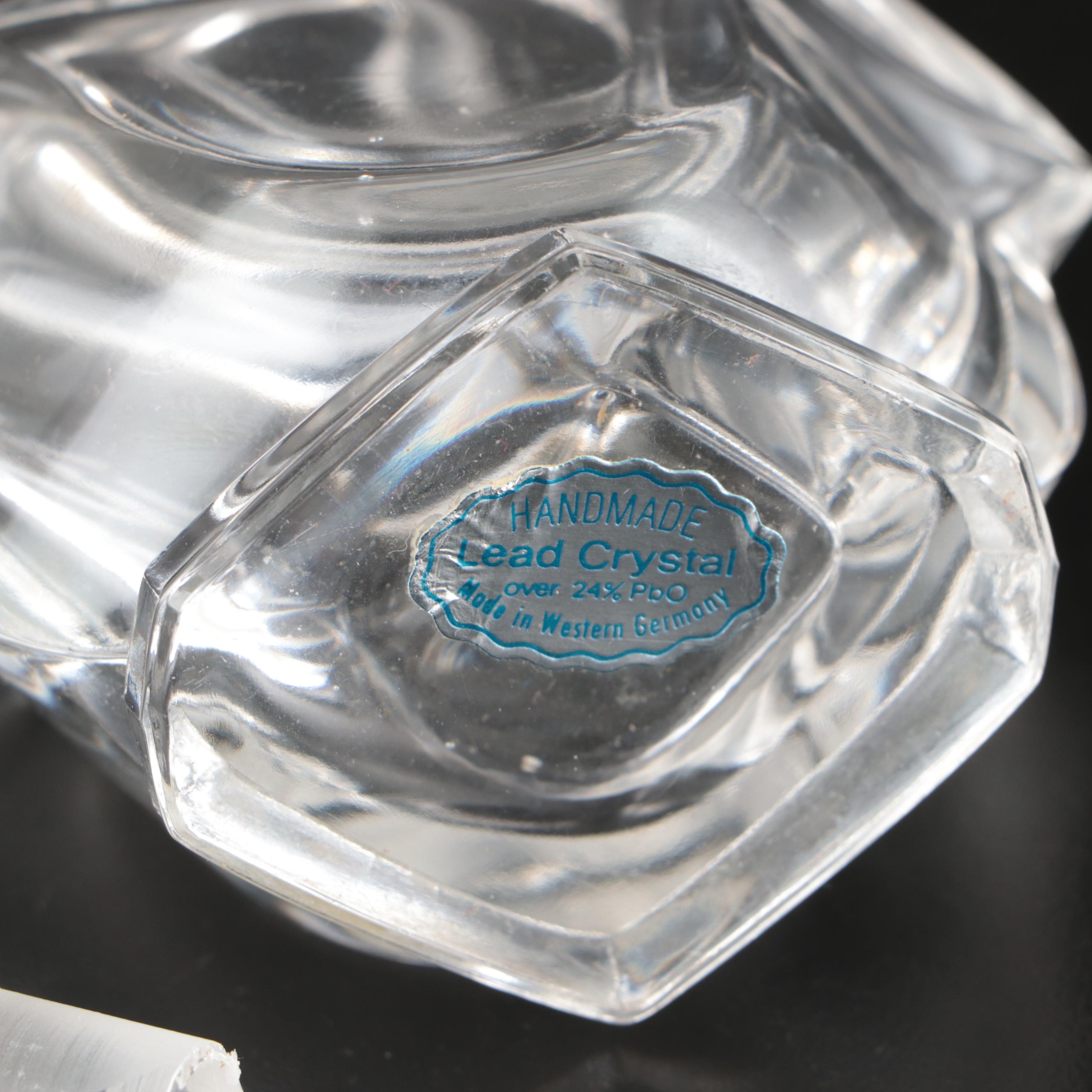 Val St. Lambert Crystal Bowl, Cristais Maua Bud Vase, & Other Glass Table Décor