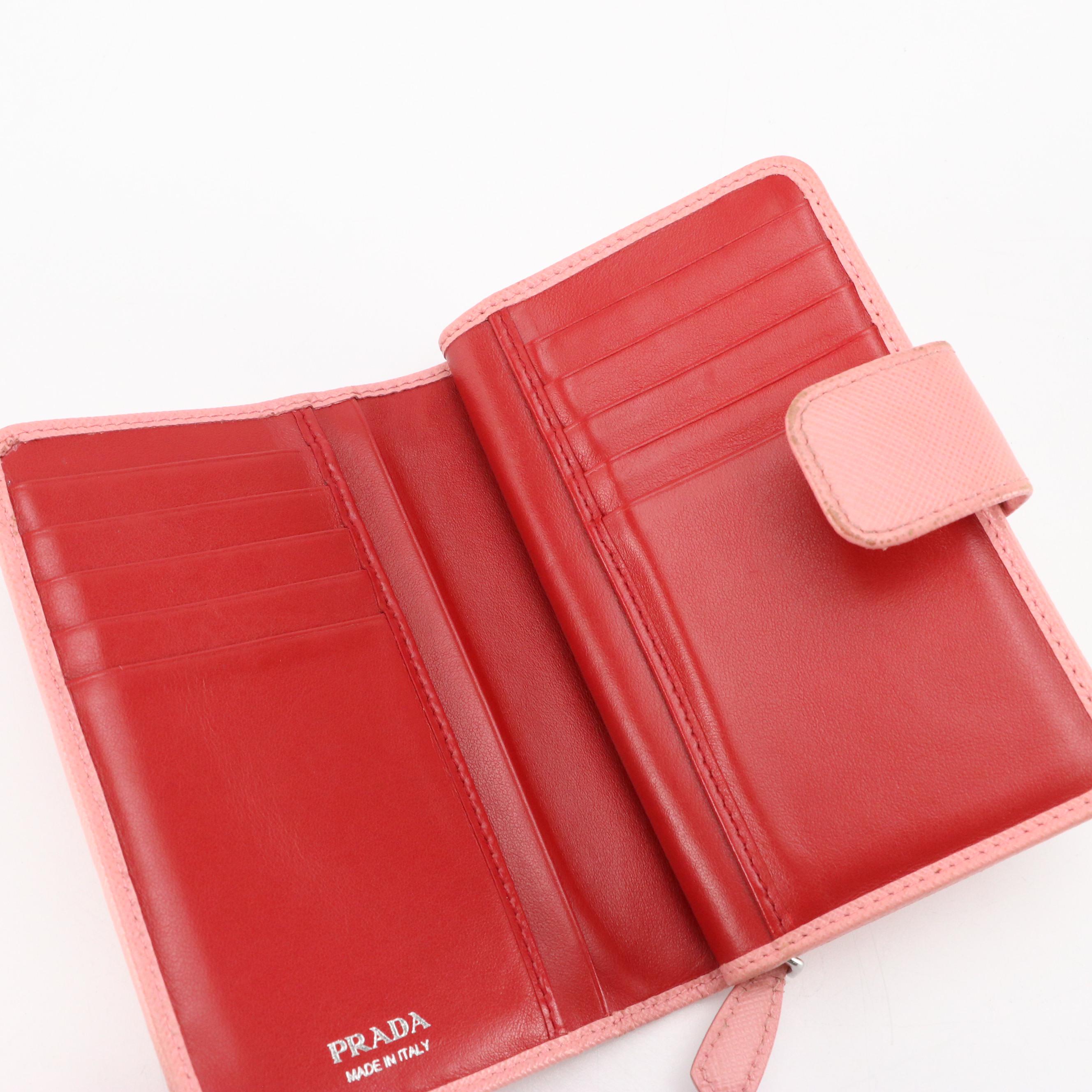 Prada Bifold Wallet in Pink Saffiano Leather