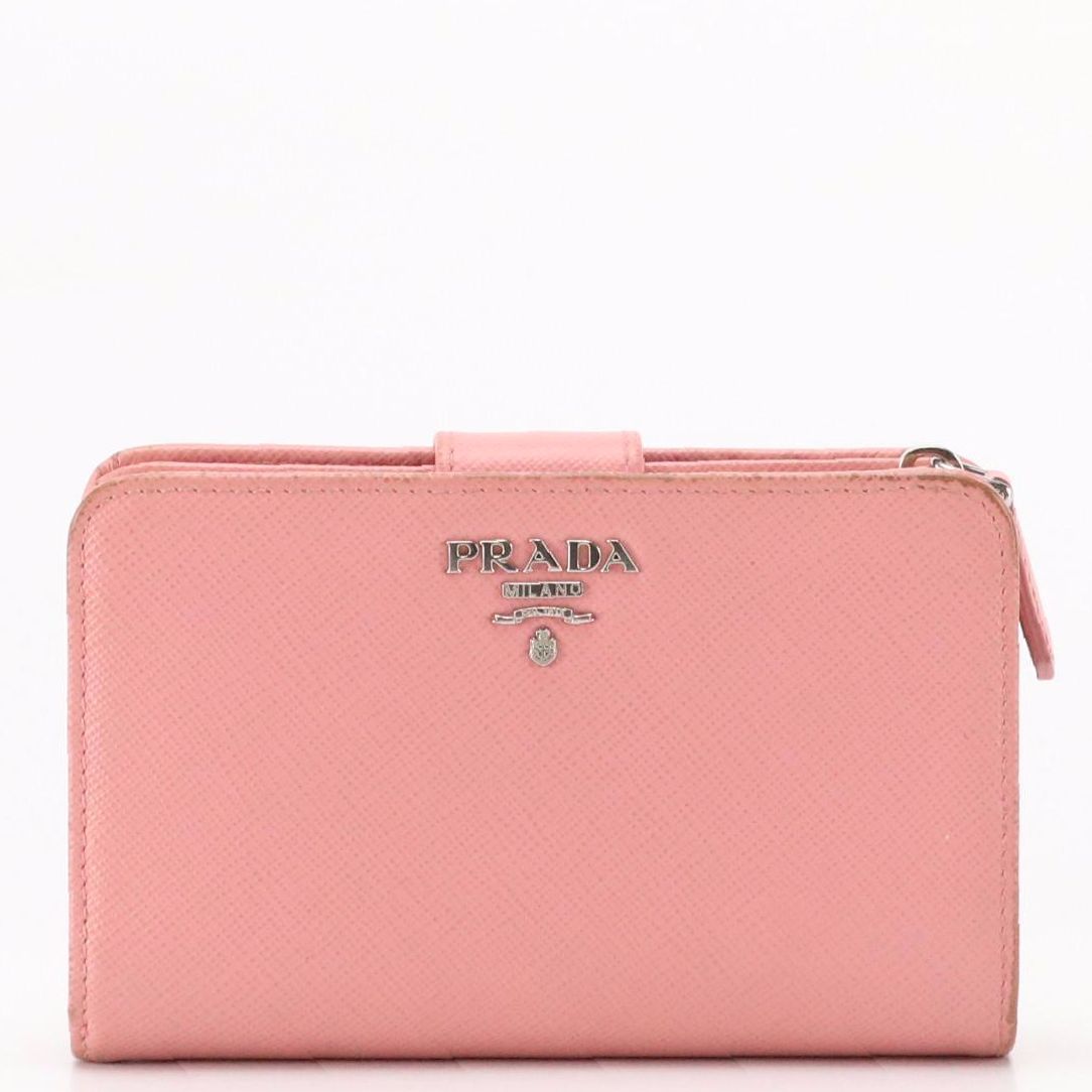 Prada Bifold Wallet in Pink Saffiano Leather