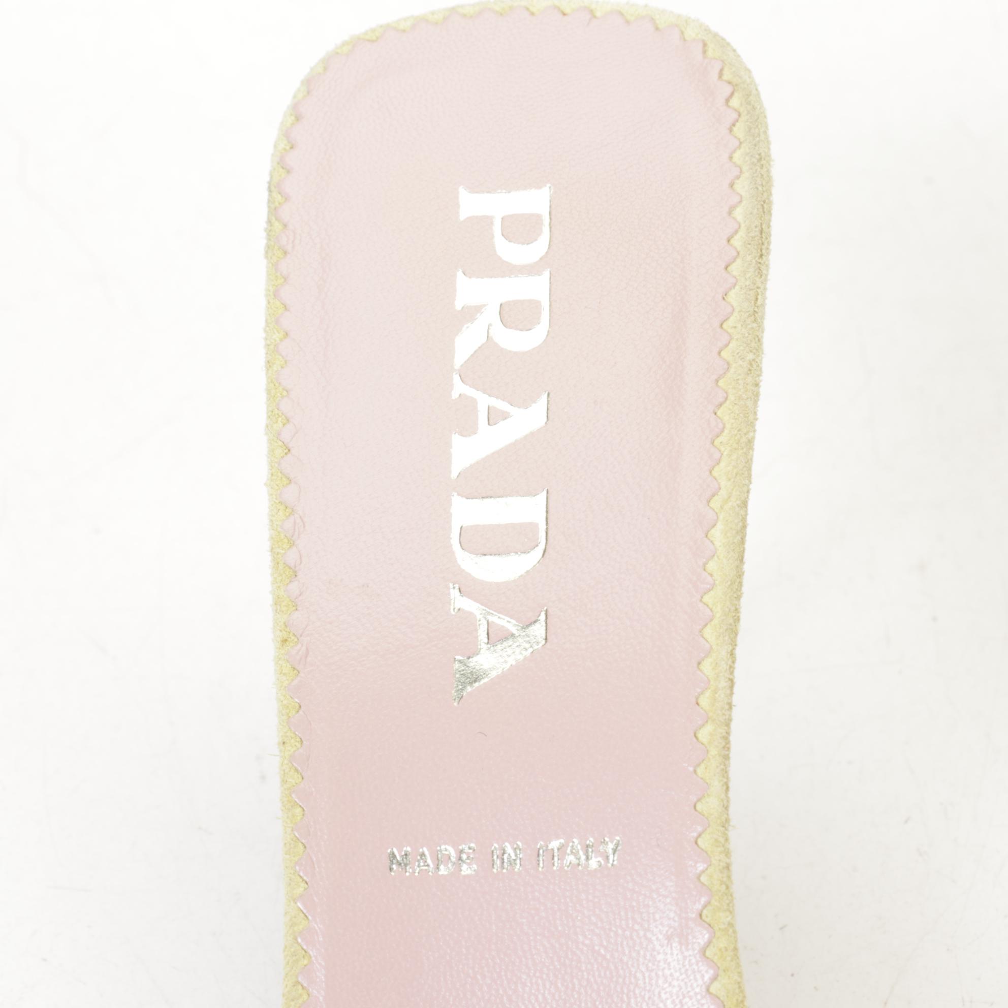 Prada Pistachio Suede Perforated Eyelet D'orsay Pumps