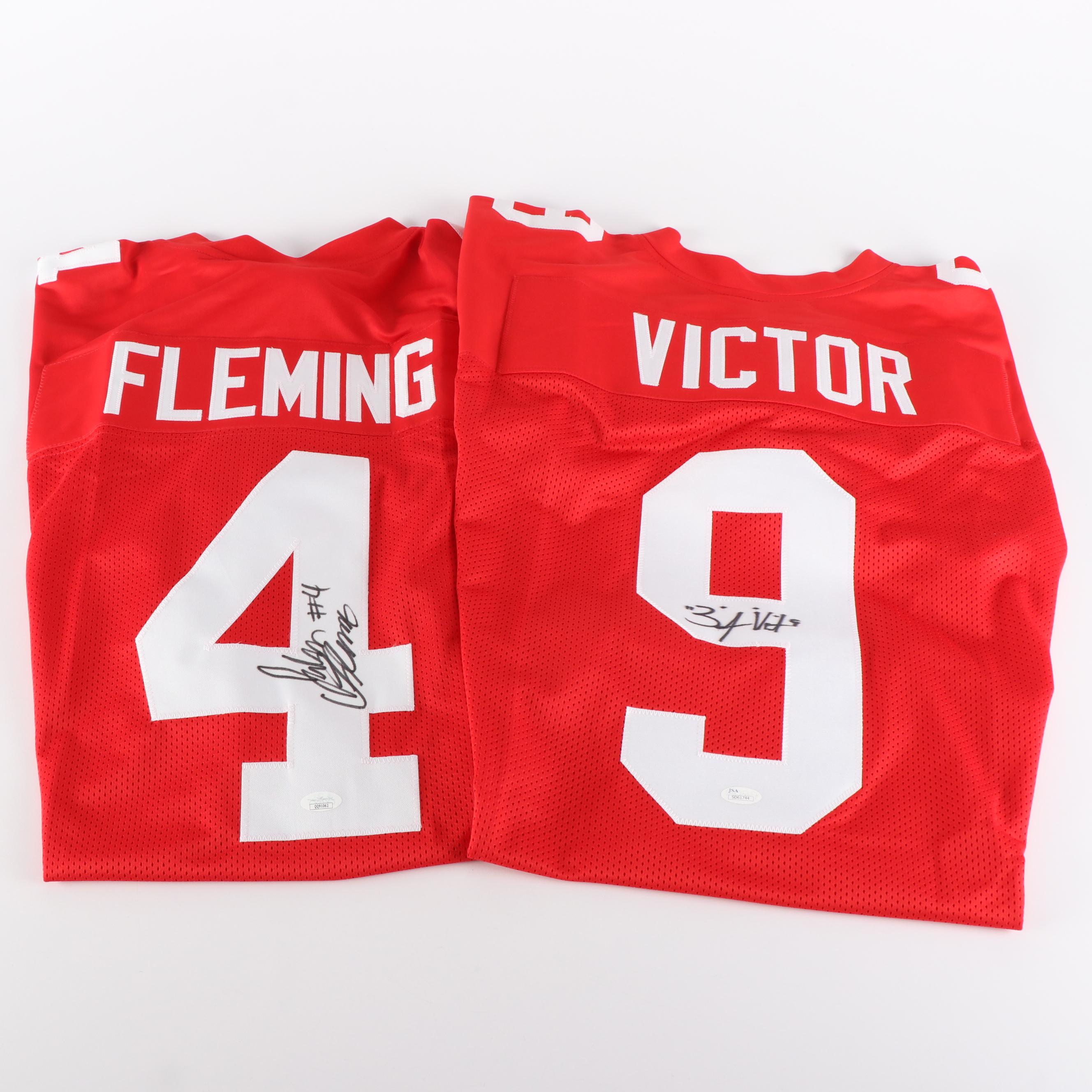 Julian Fleming and Binjimen Victor Signed Ohio State Buckeyes Jerseys, JSA