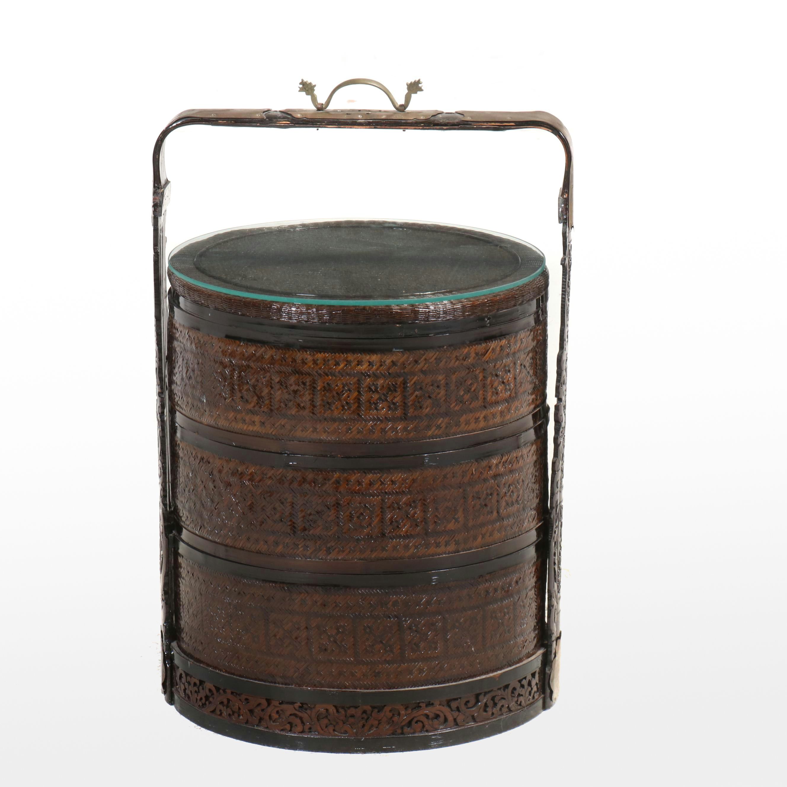 Chinese Wedding Basket with Protective Glass Top