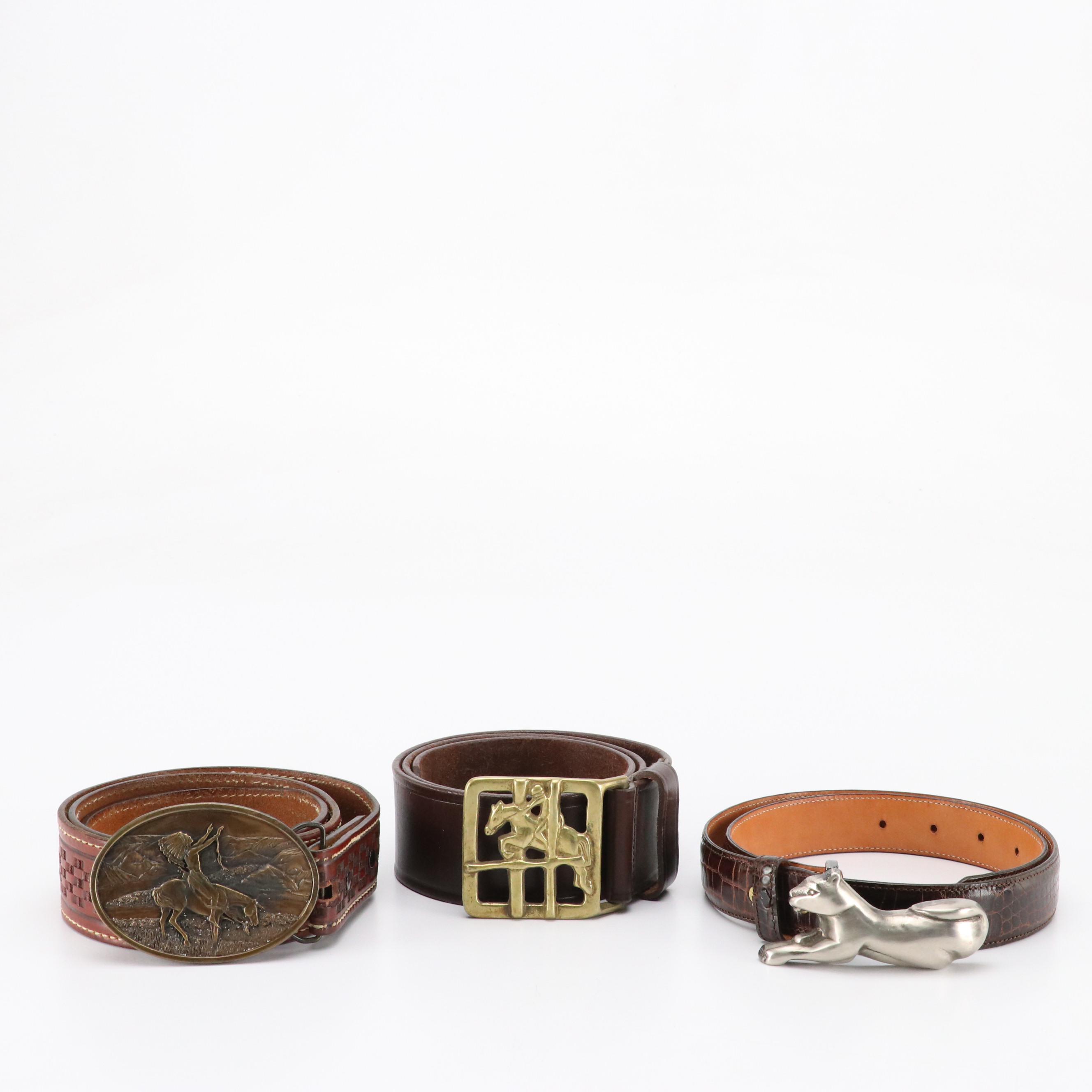 Brown Leather Belts and Rectangular Belt Buckles from Carelen Designs and More