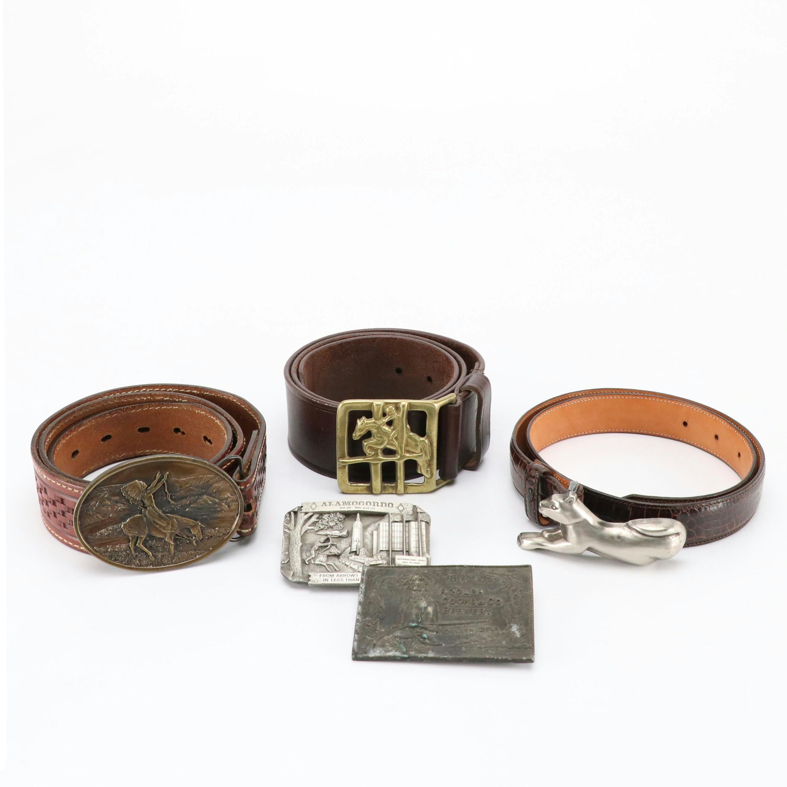 Brown Leather Belts and Rectangular Belt Buckles from Carelen Designs and More