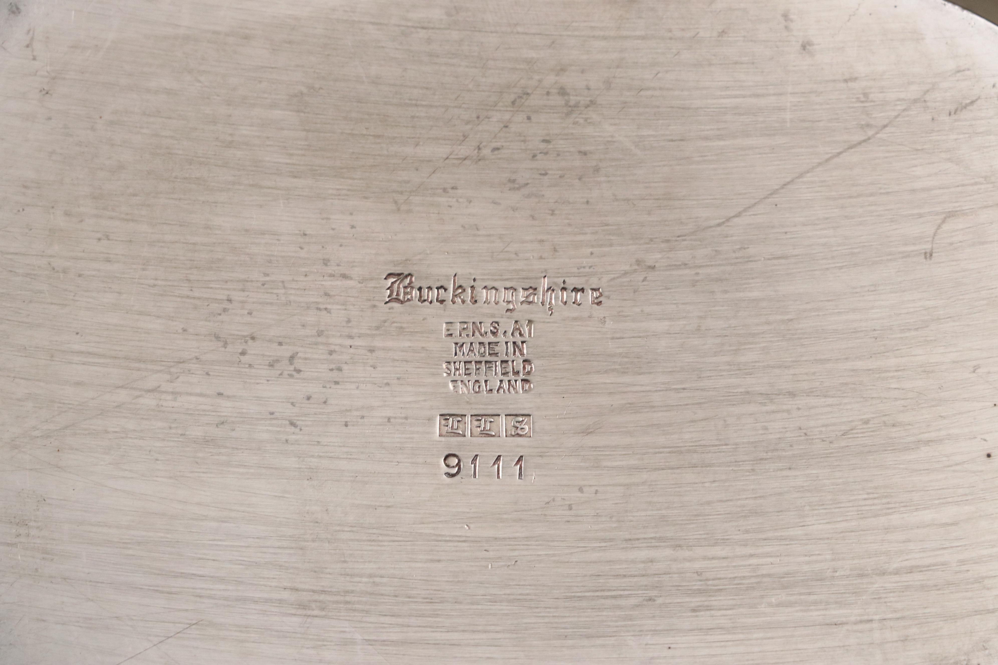 Goldfeder Silver Plate Tray with English Regency Style Tea Set, 20th Century