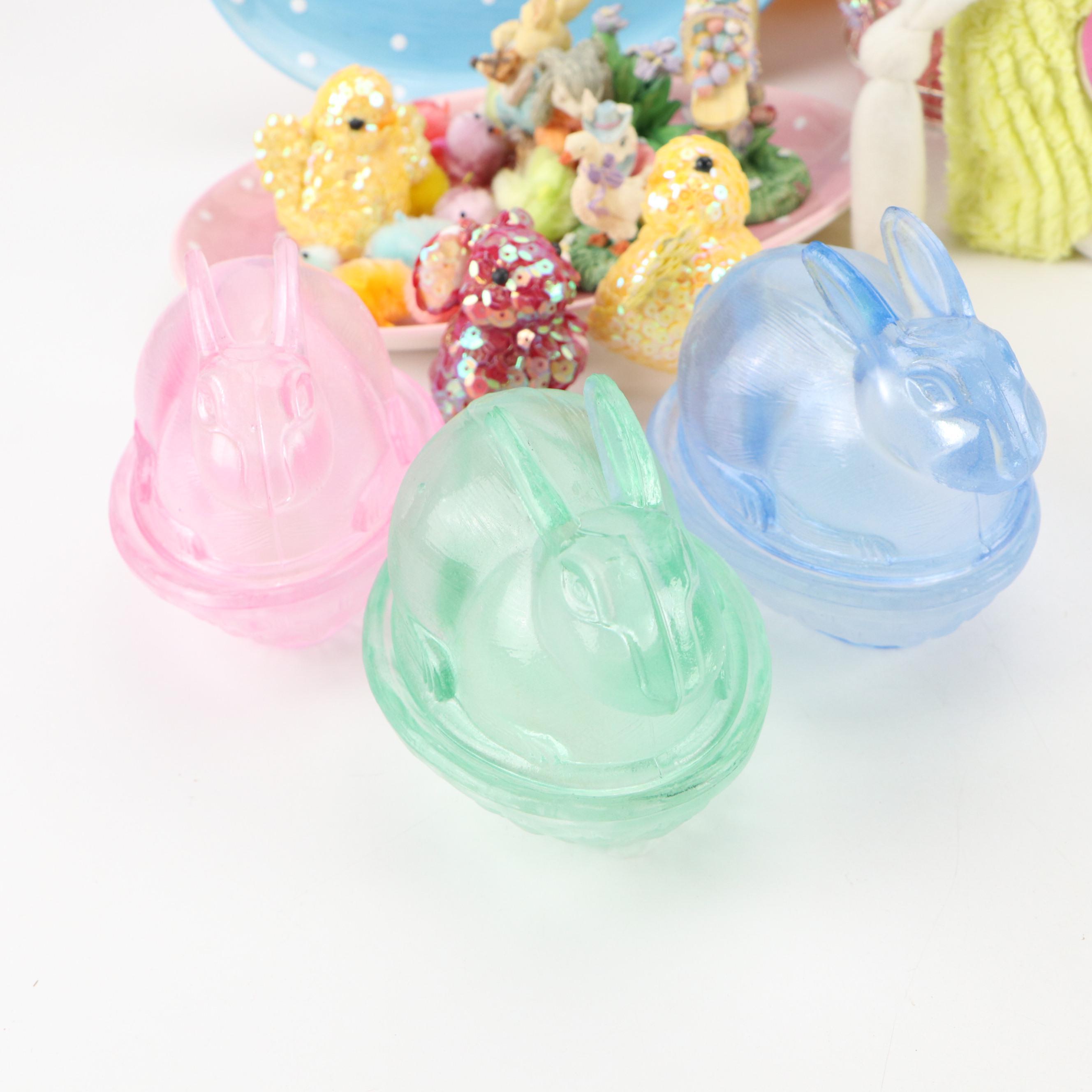 Rabbit on Nest Candy Dishes with Other Rabbit Figurines and Décor