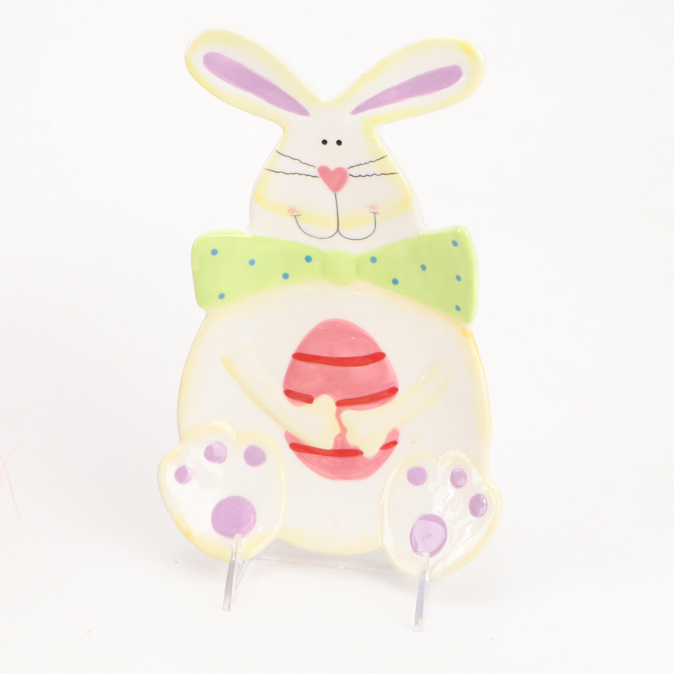 Rabbit on Nest Candy Dishes with Other Rabbit Figurines and Décor