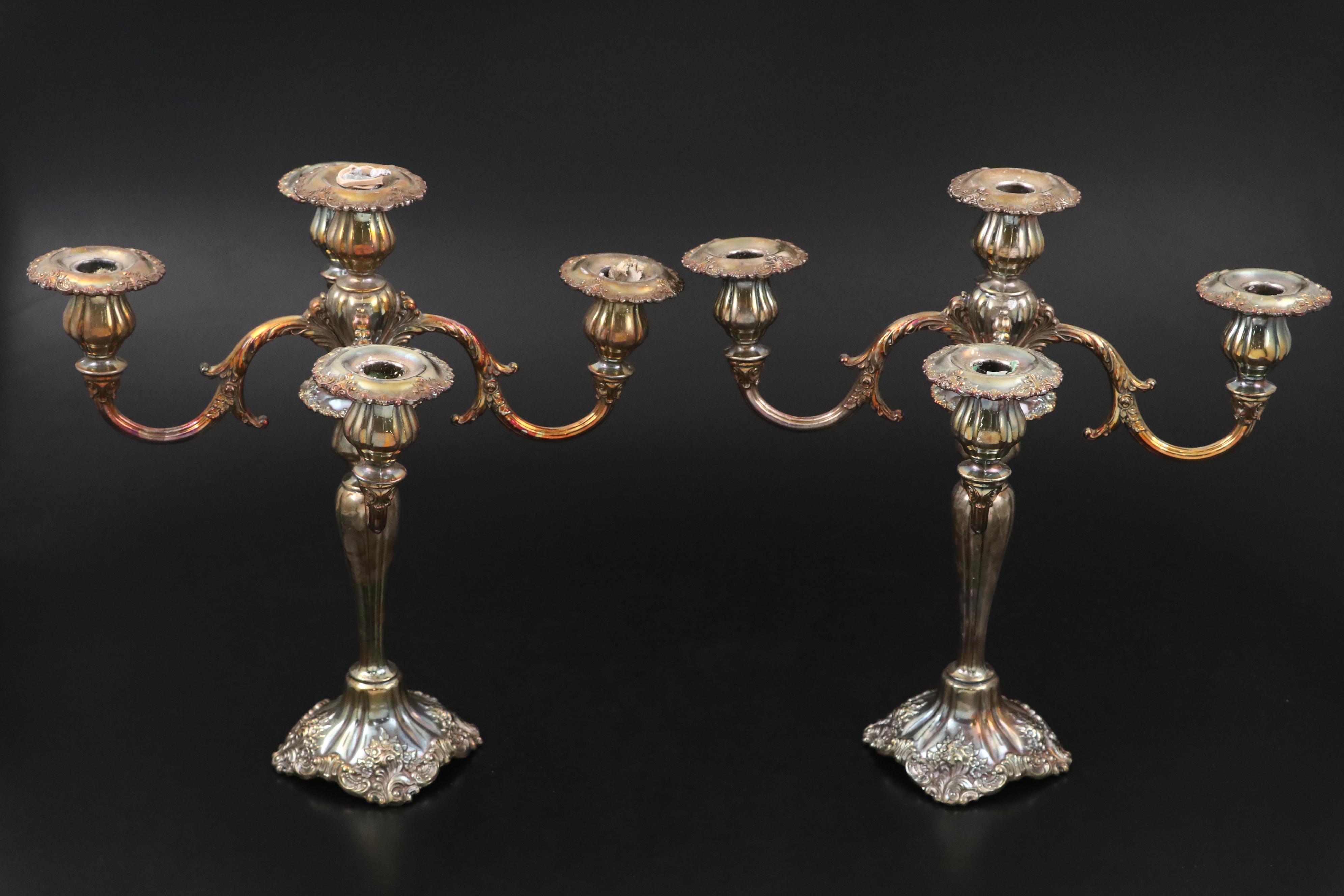 Wallace "Baroque" Silver Plate Candelabra, 20th Century