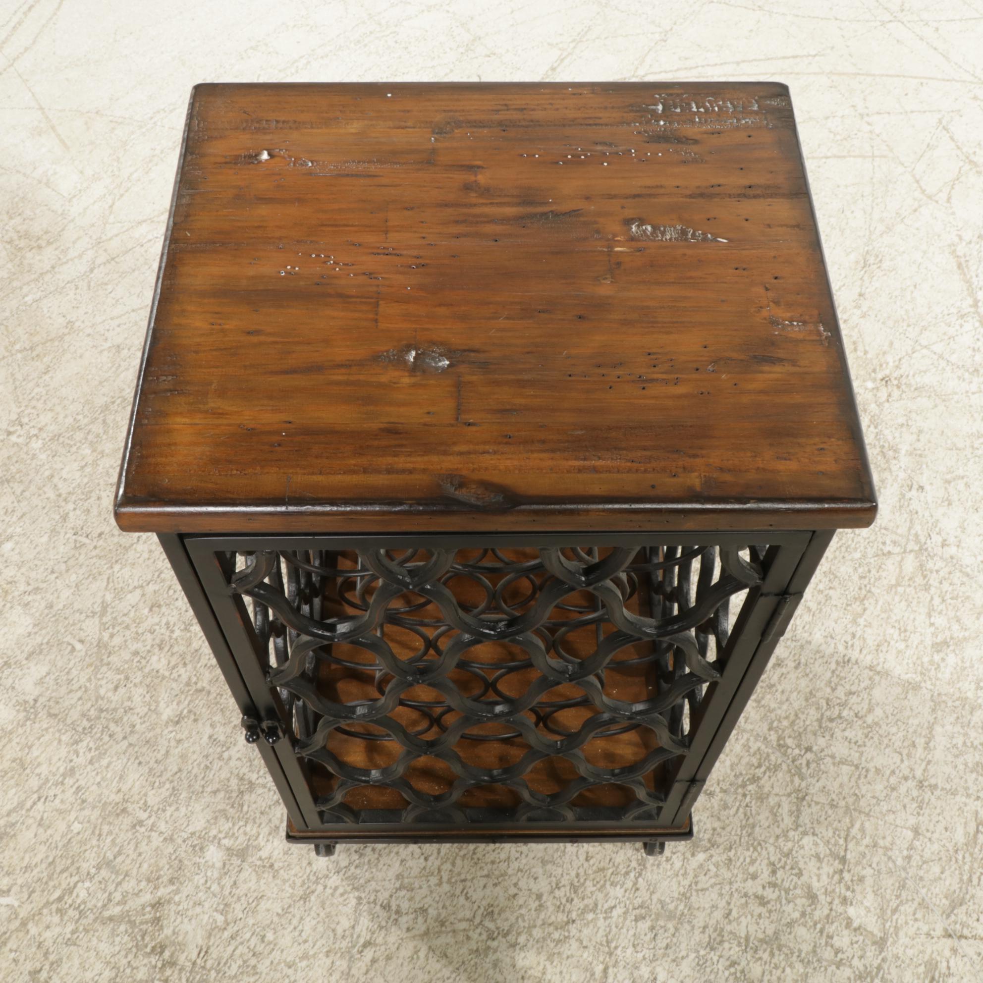 Wood and Metal Frame Rolling Wine Rack, 2014