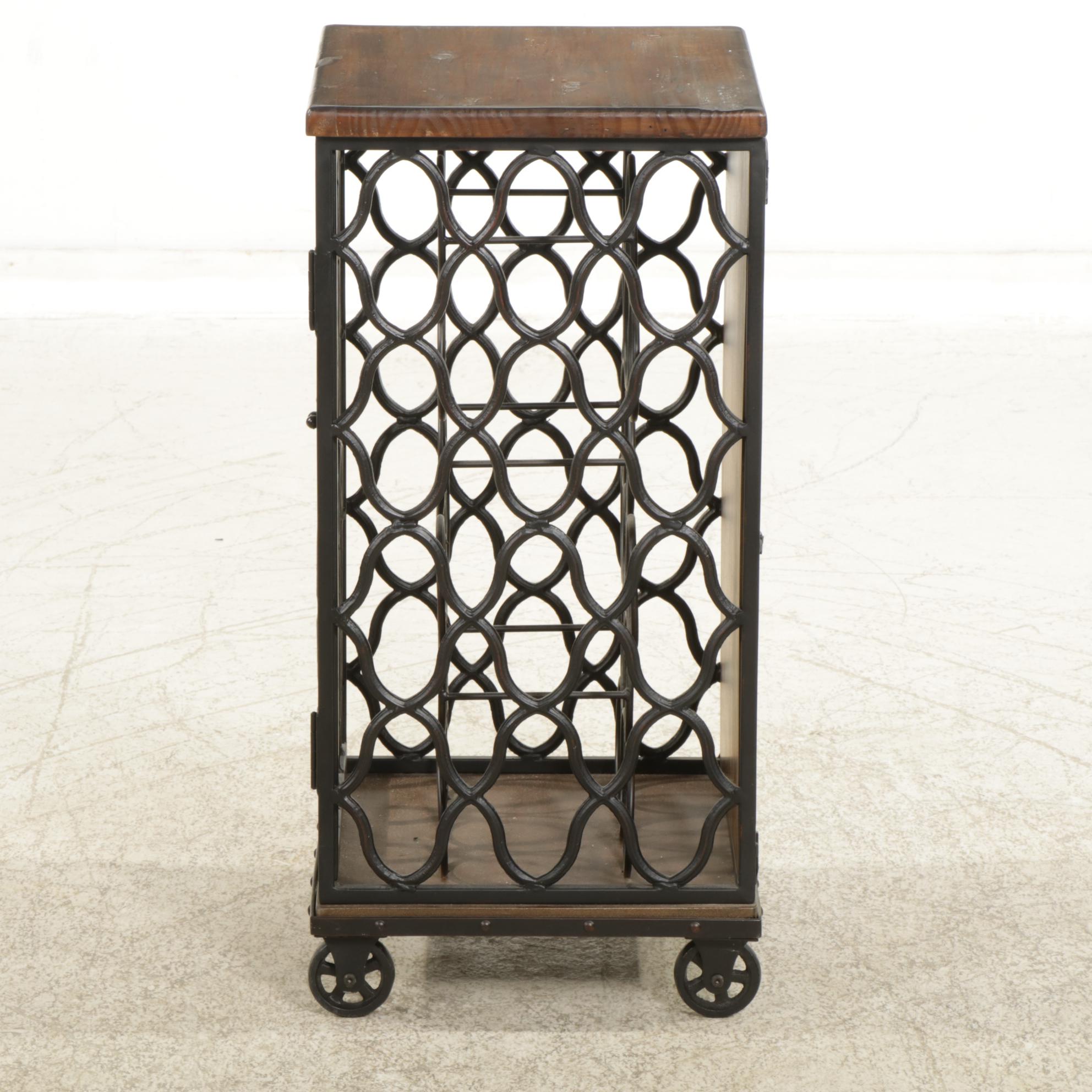 Wood and Metal Frame Rolling Wine Rack, 2014