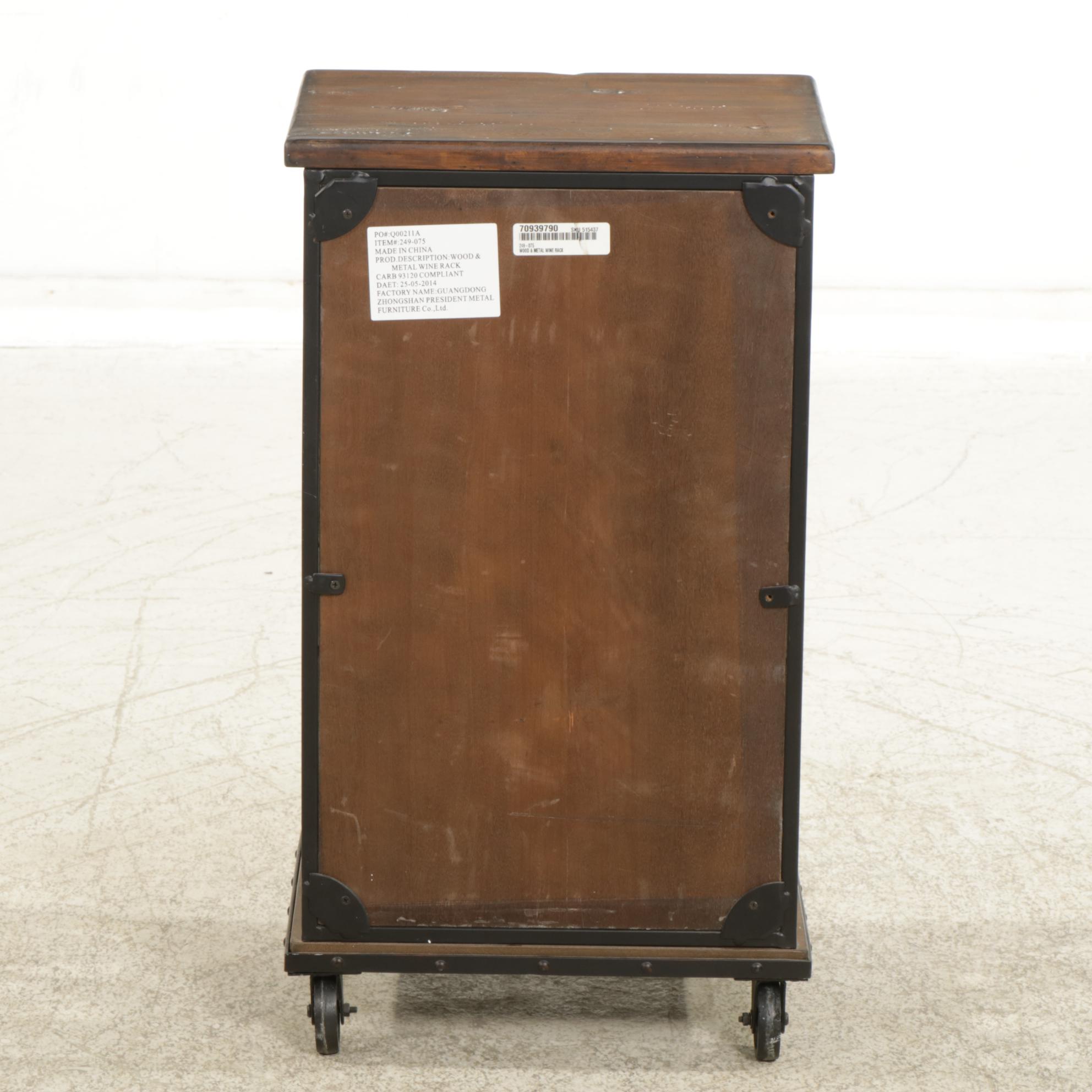 Wood and Metal Frame Rolling Wine Rack, 2014