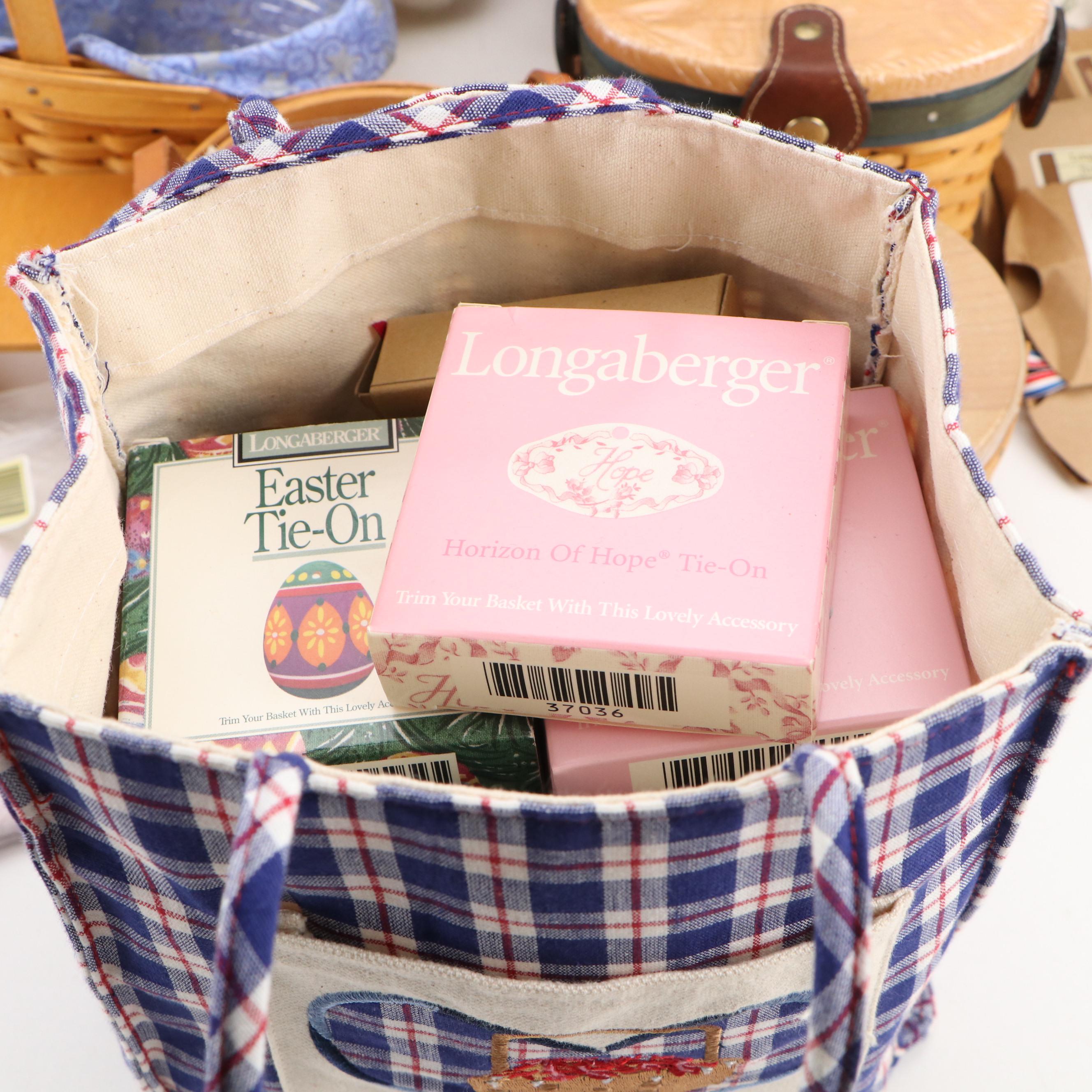 Longaberger Woven Maple Baskets with Tie-Ons, Bags and More