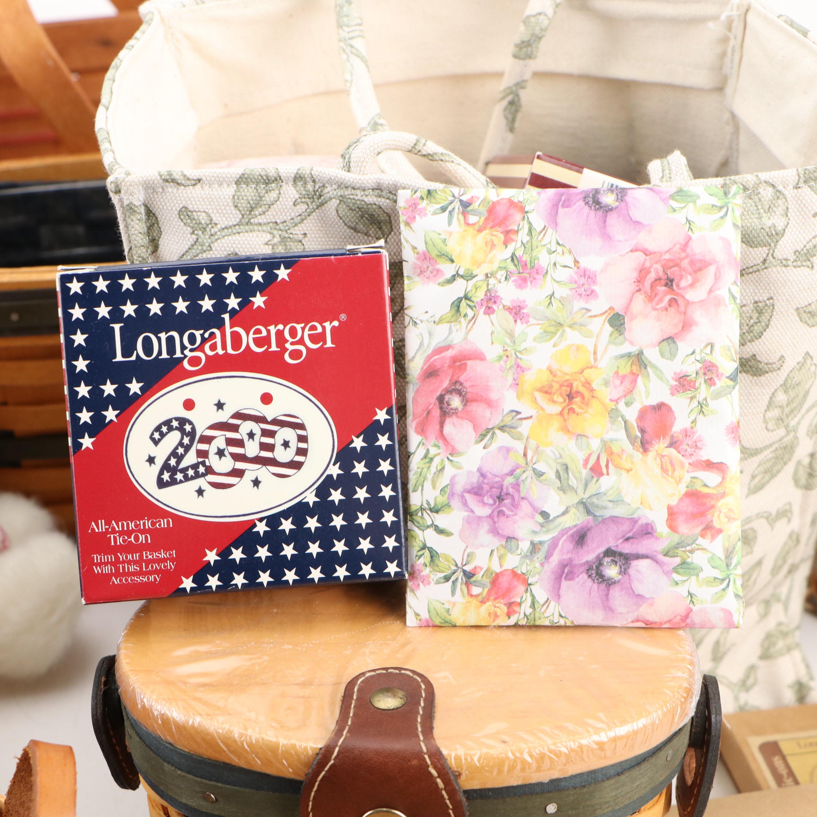 Longaberger Woven Maple Baskets with Tie-Ons, Bags and More