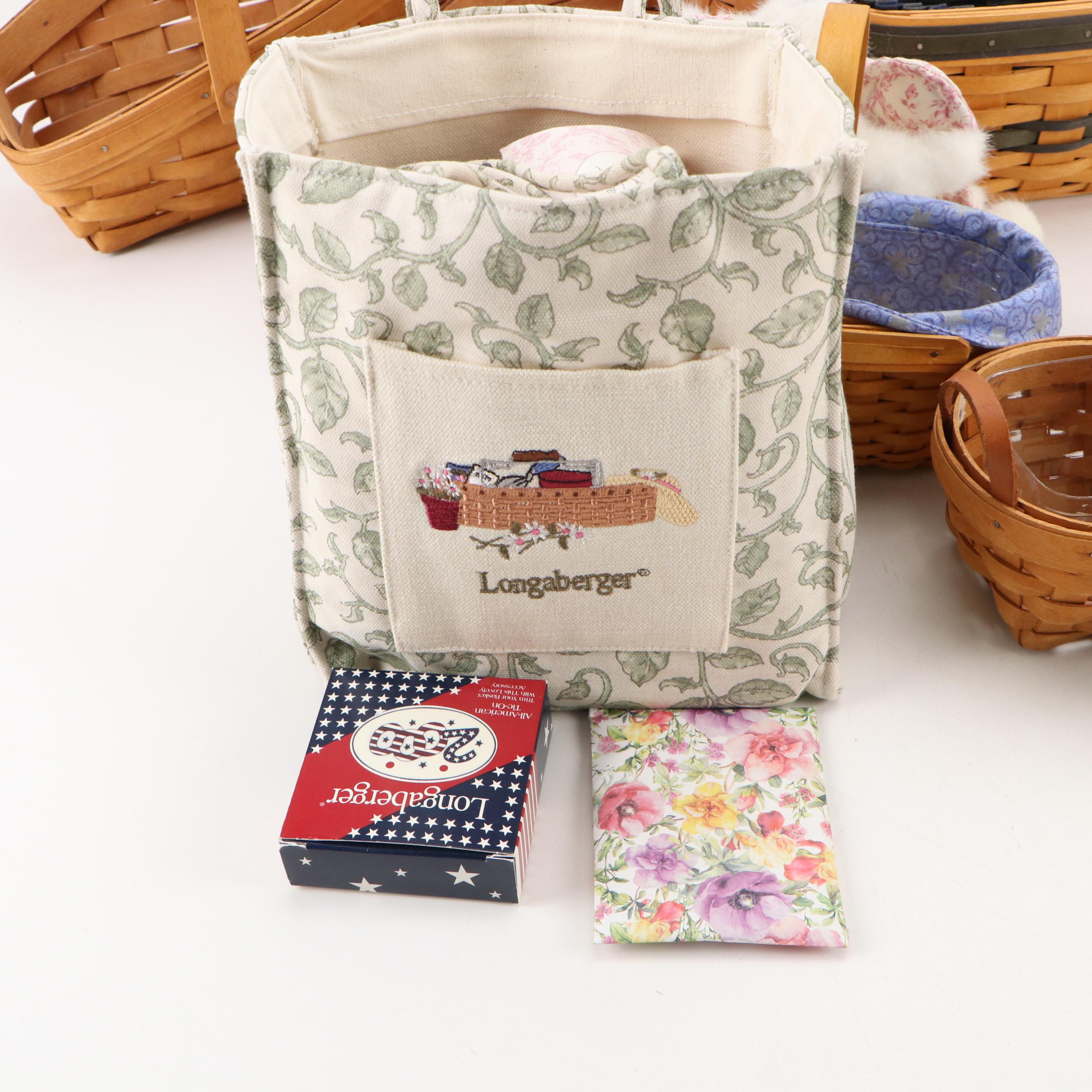 Longaberger Woven Maple Baskets with Tie-Ons, Bags and More