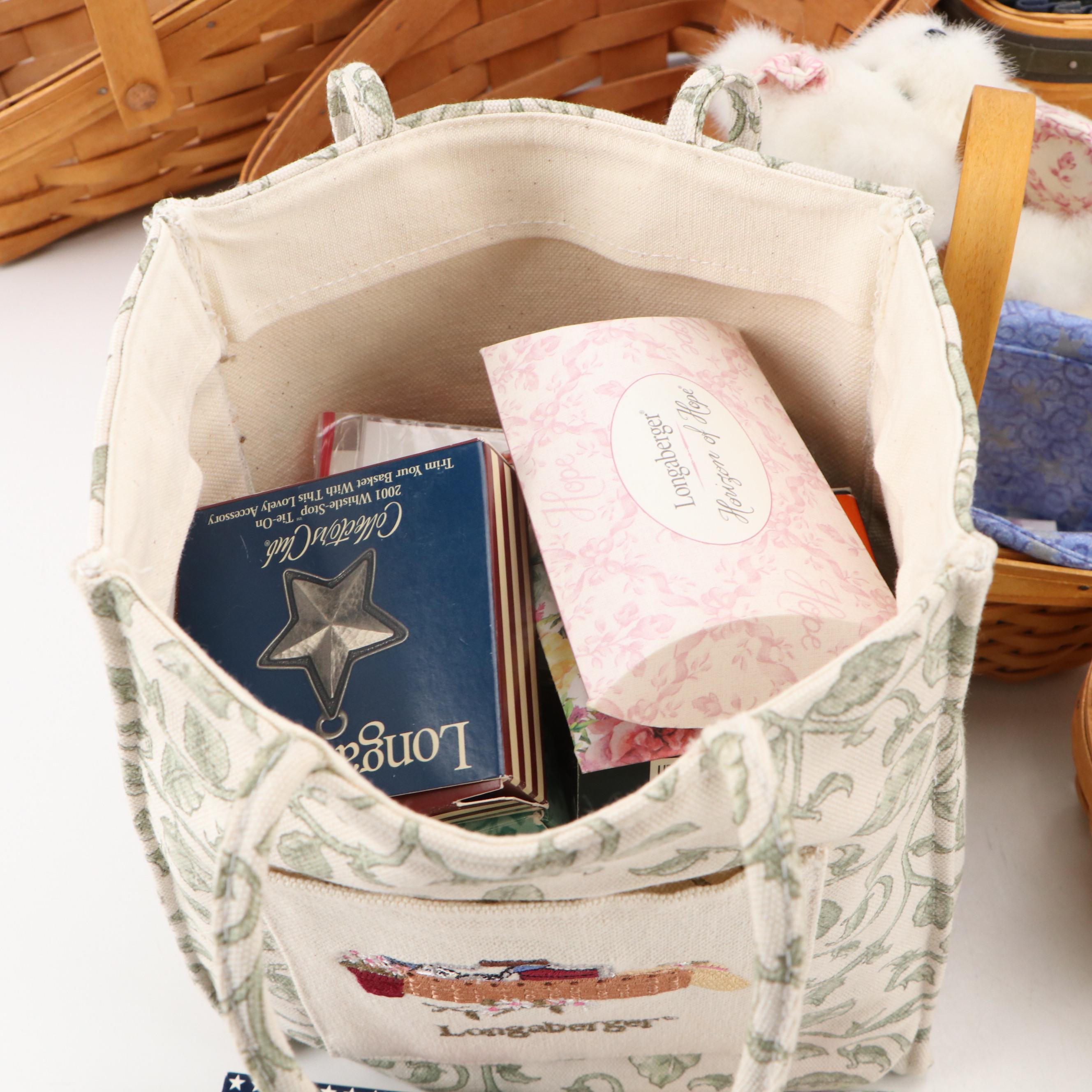 Longaberger Woven Maple Baskets with Tie-Ons, Bags and More