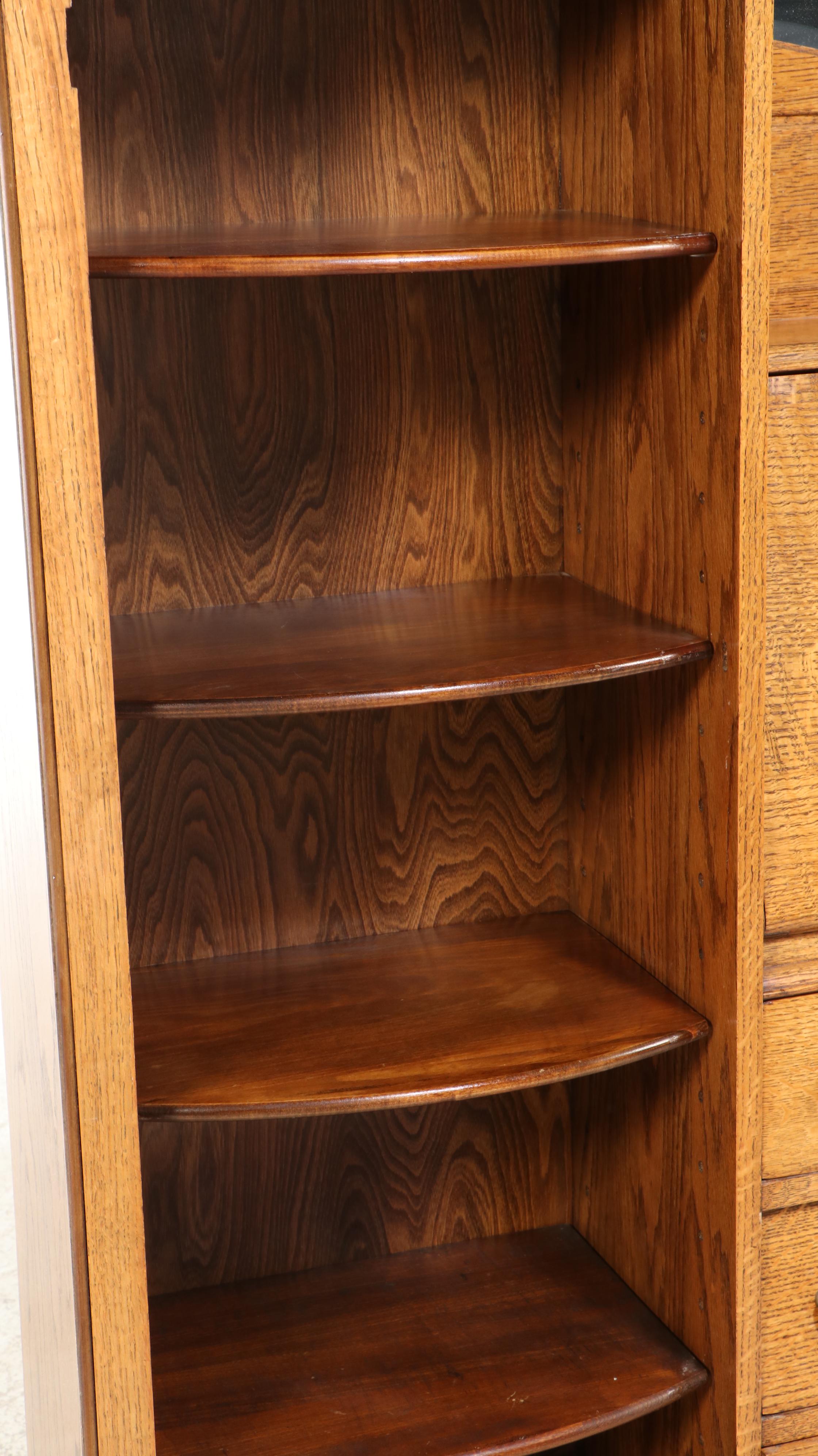 Late Victorian Oak Side-by-Side Secretaire Bookcase, Late 19th/Early 20th C.