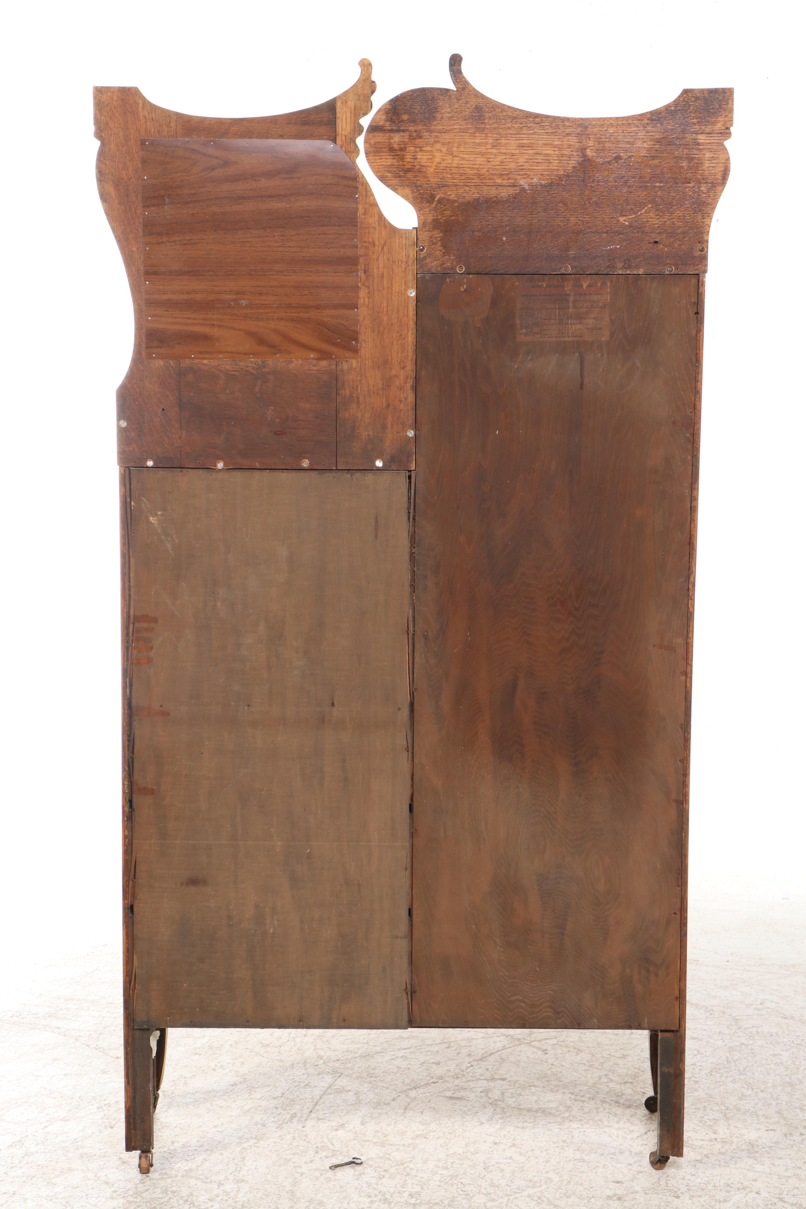 Late Victorian Oak Side-by-Side Secretaire Bookcase, Late 19th/Early 20th C.