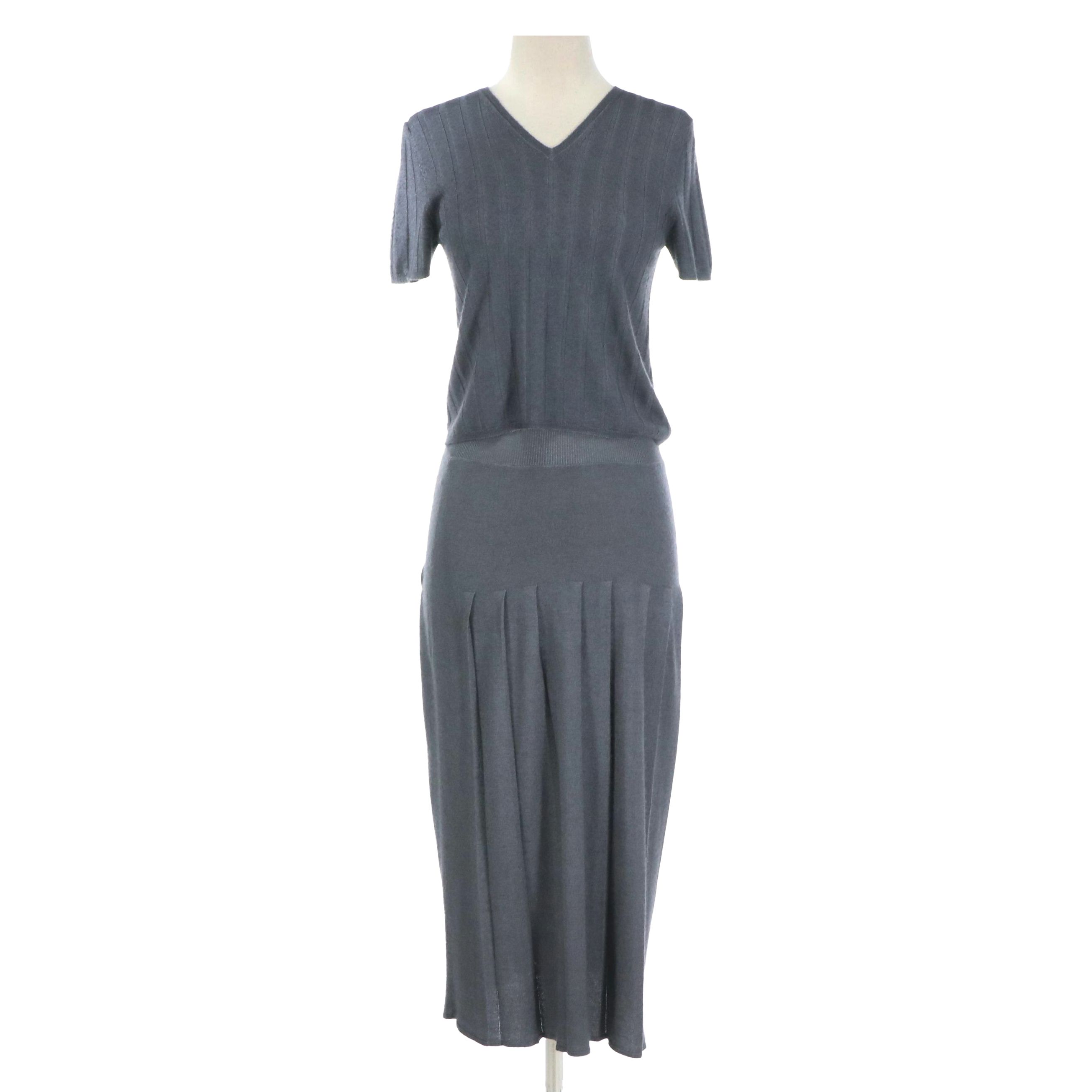 Prada Knit Pleated Skirt Set