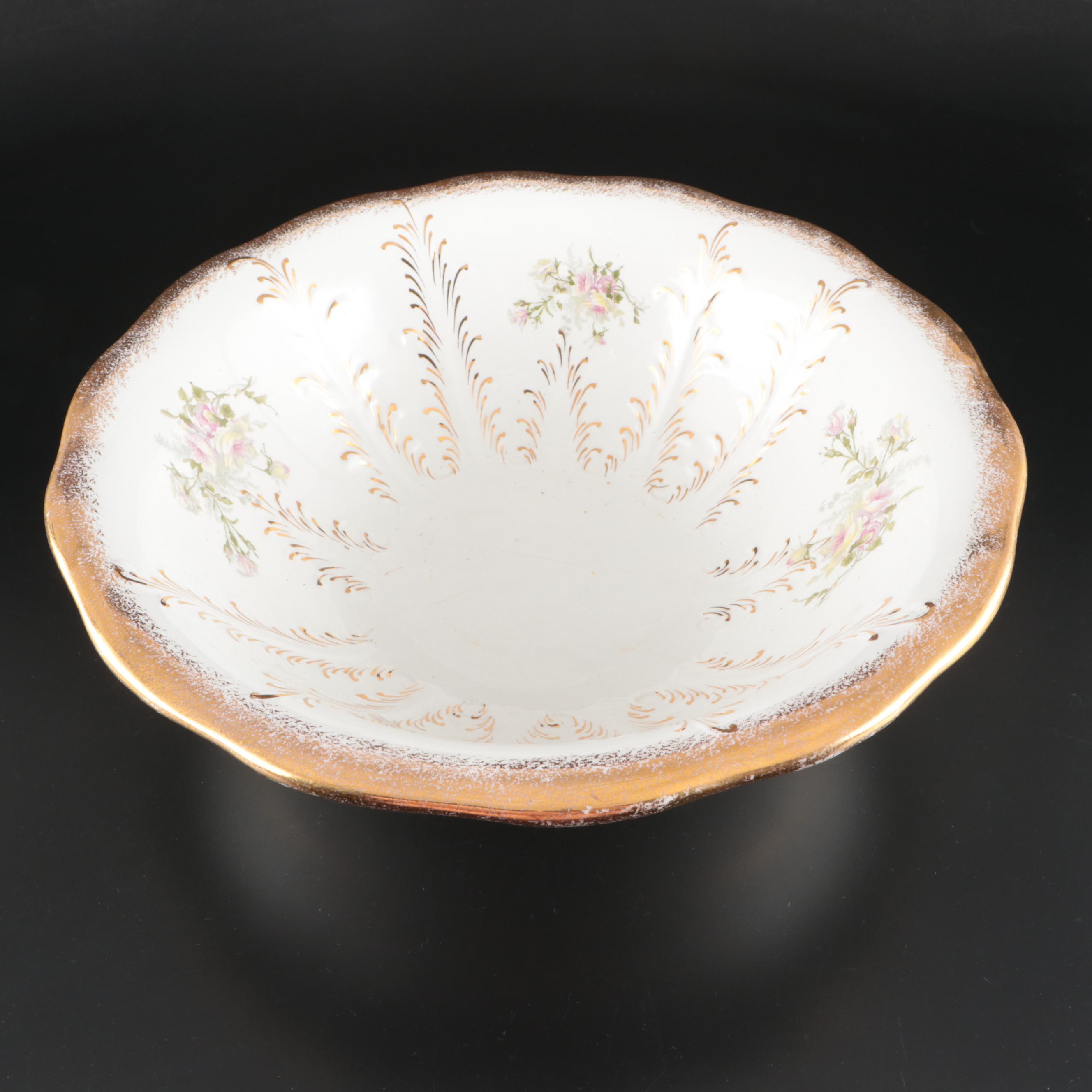 Knowles, Taylor, and Knowles Floral Semi-Vitreous Porcelain Pitcher and Basin