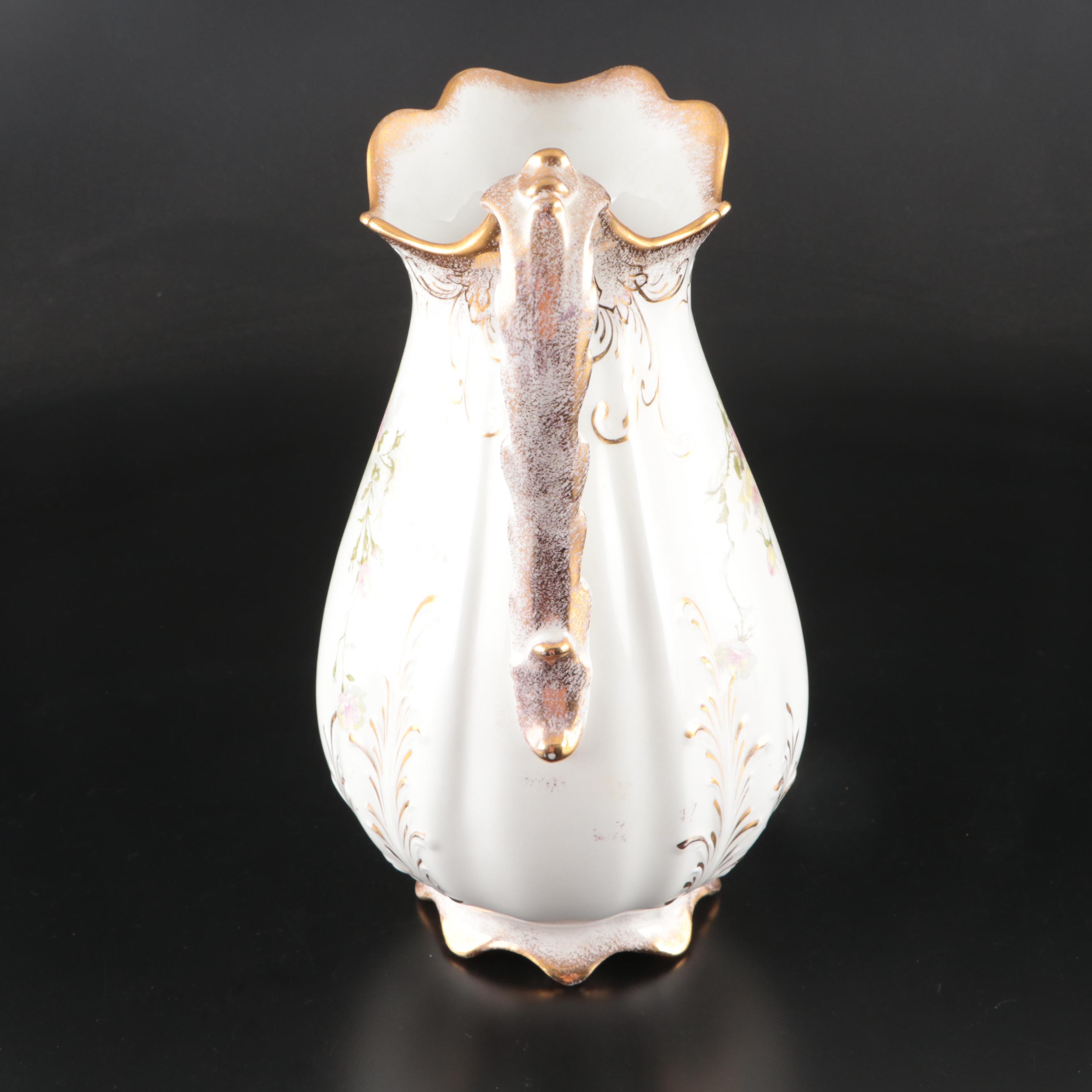 Knowles, Taylor, and Knowles Floral Semi-Vitreous Porcelain Pitcher and Basin