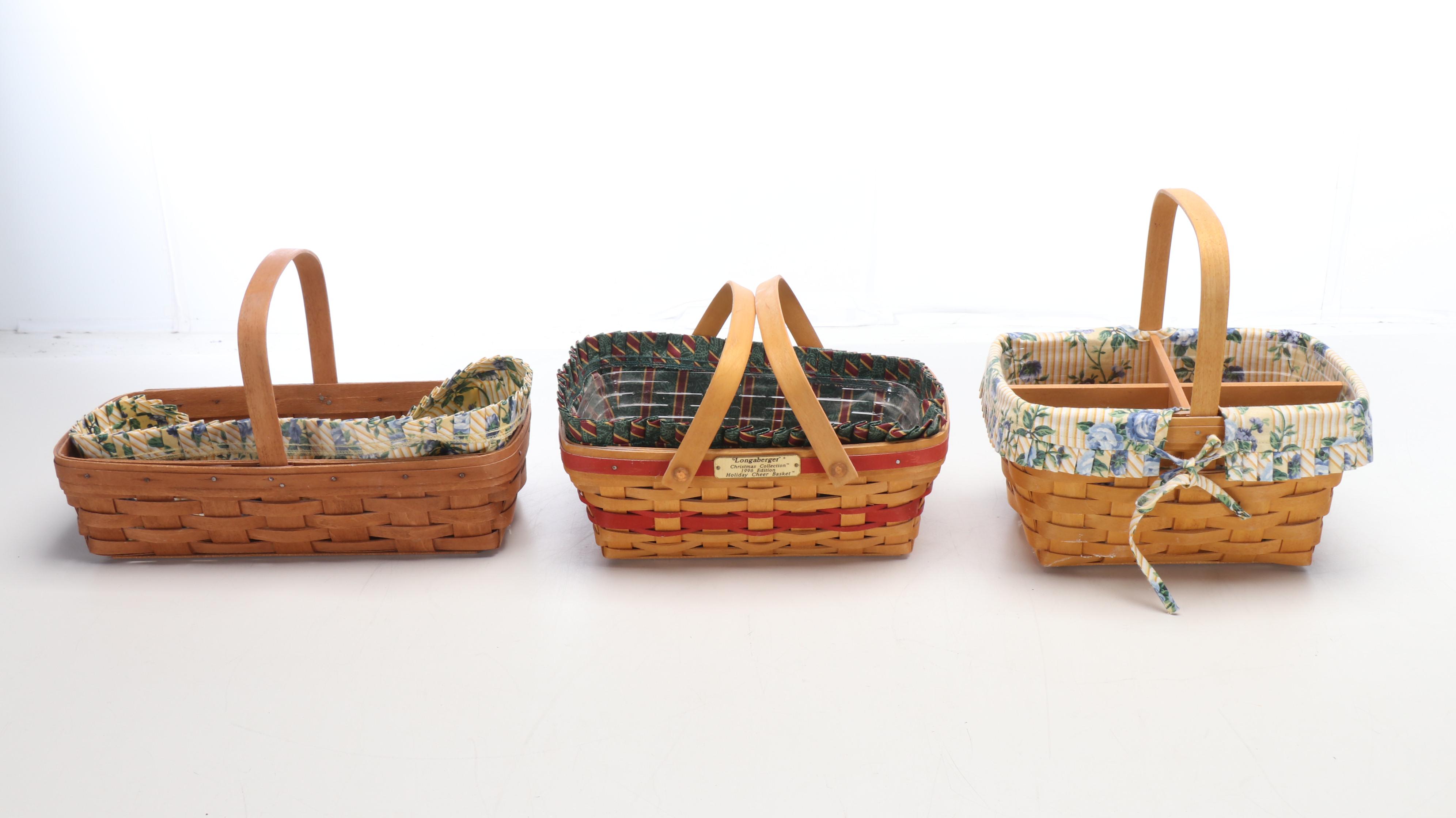 Longaberger Woven Baskets with Fabric Liners