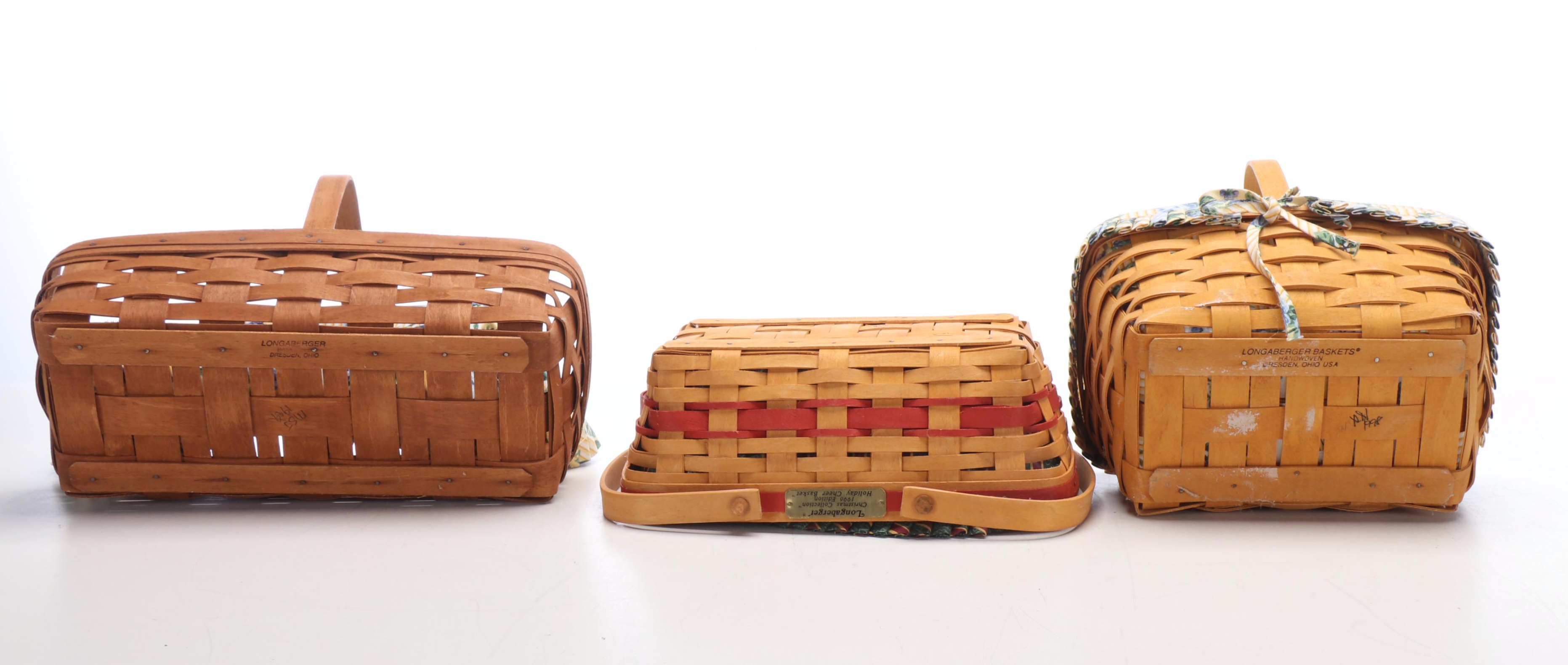 Longaberger Woven Baskets with Fabric Liners
