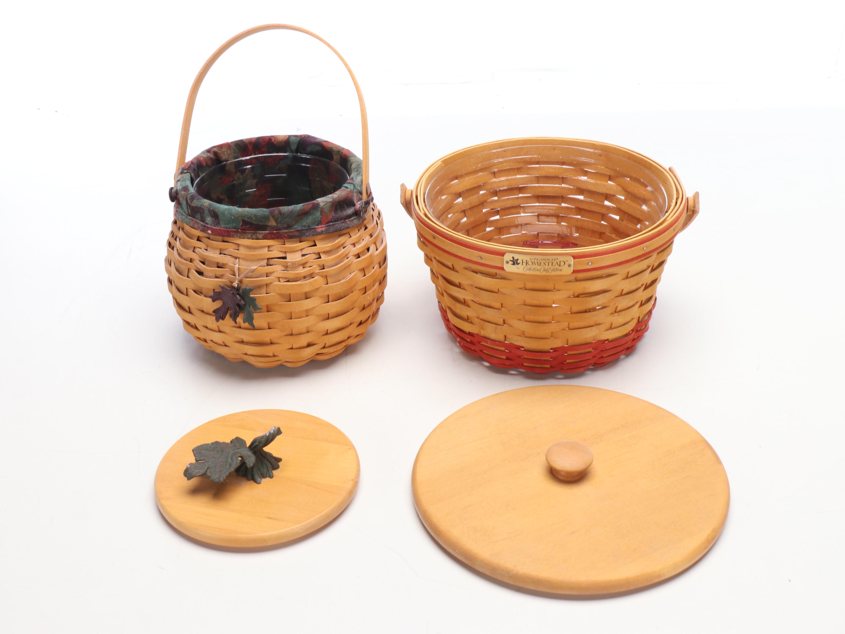 Longaberger Woven Baskets with Fabric Liners